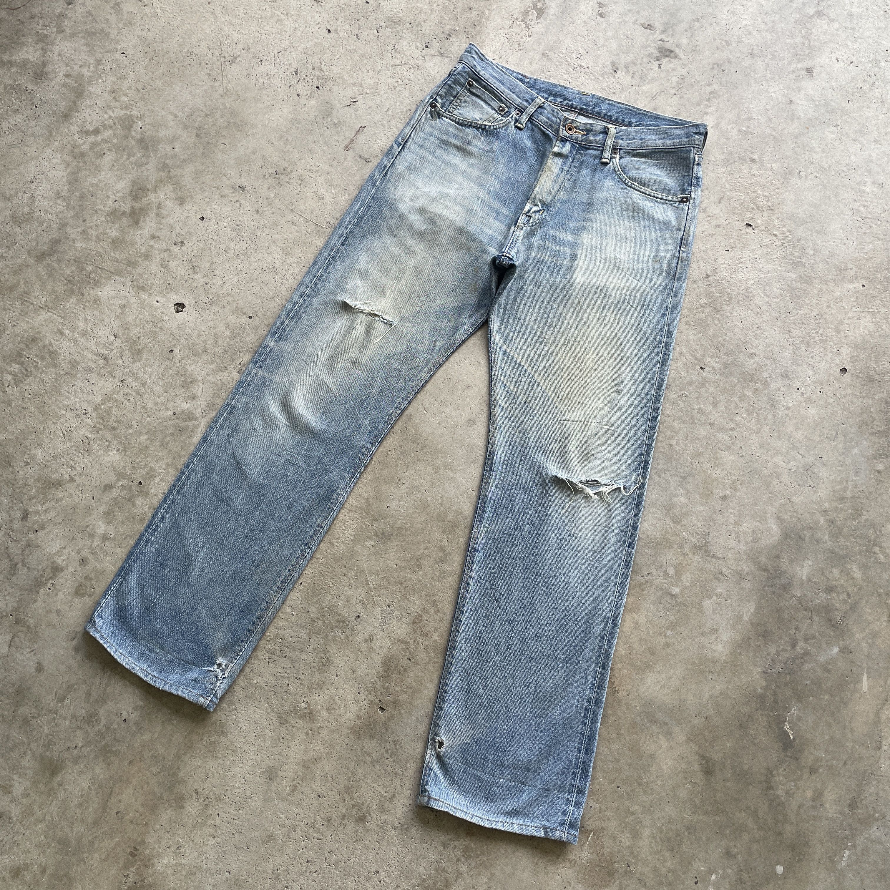 Edwin VINTAGE EDWIN 505 DISTRESSED BAGGY FADED REDLINE JEANS PANTS Size US 33 - 1 Thumbnail