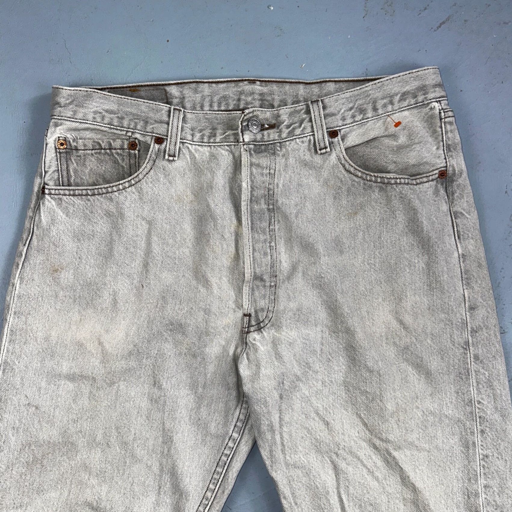 Levi's Levis 501 Vintage 90s USA Gray Light Wash Jeans 36x32 Classic Straight Mens Regular Denim Cotton Size US 36 / EU 52 - 2 Thumbnail