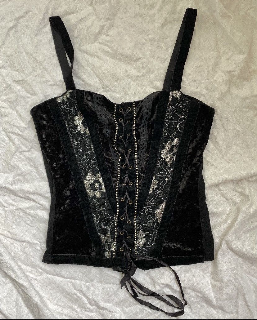 Vintage Vintage velour corset top Size S / US 4 / IT 40 - 2 Thumbnail