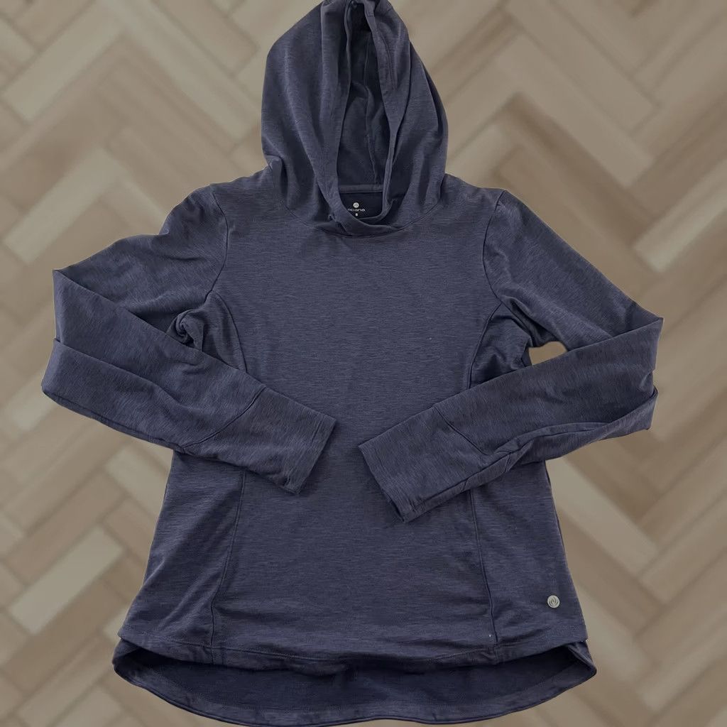 Vintage Apana Hooded Sweatshirt Long Sleeve Pullover Purple Women's Small Solid Activewear Size S / US 4 / IT 40 - 1 Thumbnail