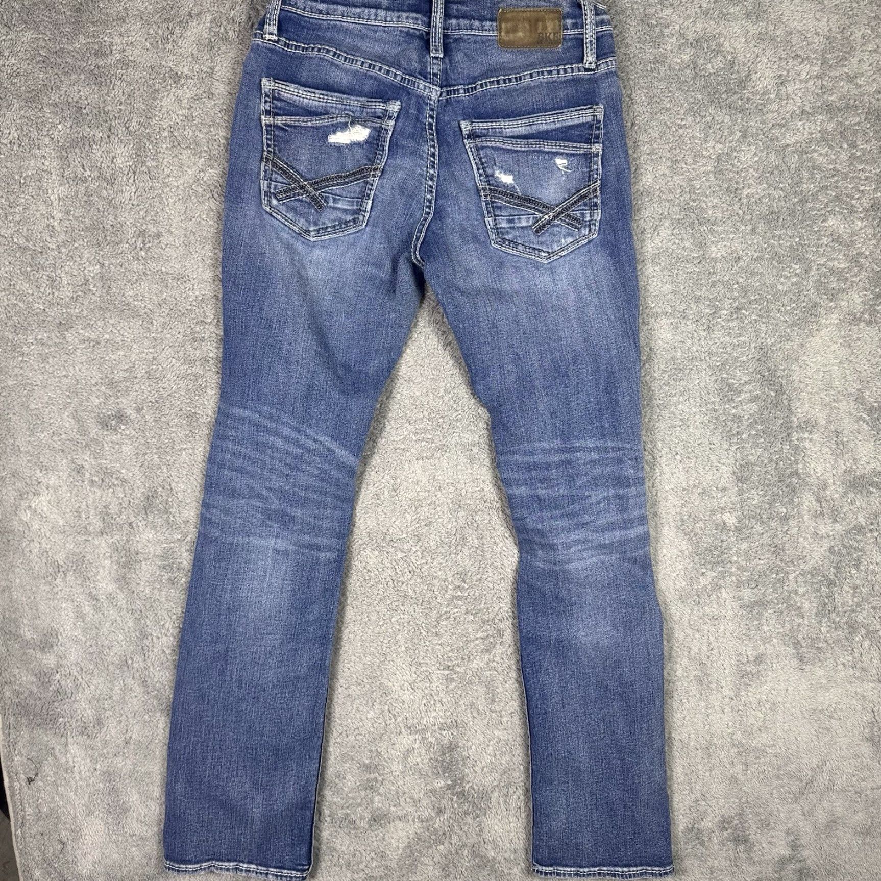 BKE BKE Jeans Mens 30x32 Straight Buckle Whisker Medium Distressed Denim Cowboy Shirt Size US 30 / EU 46 - 4 Thumbnail