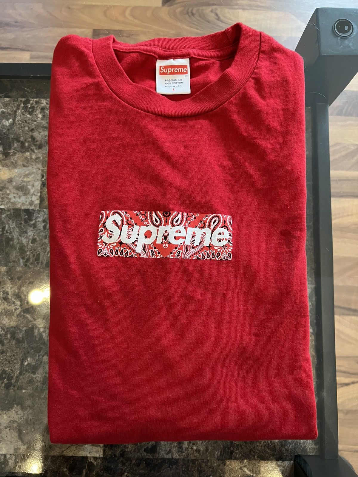image of Supreme Bandana Tee in Red, Men's (Size Large)