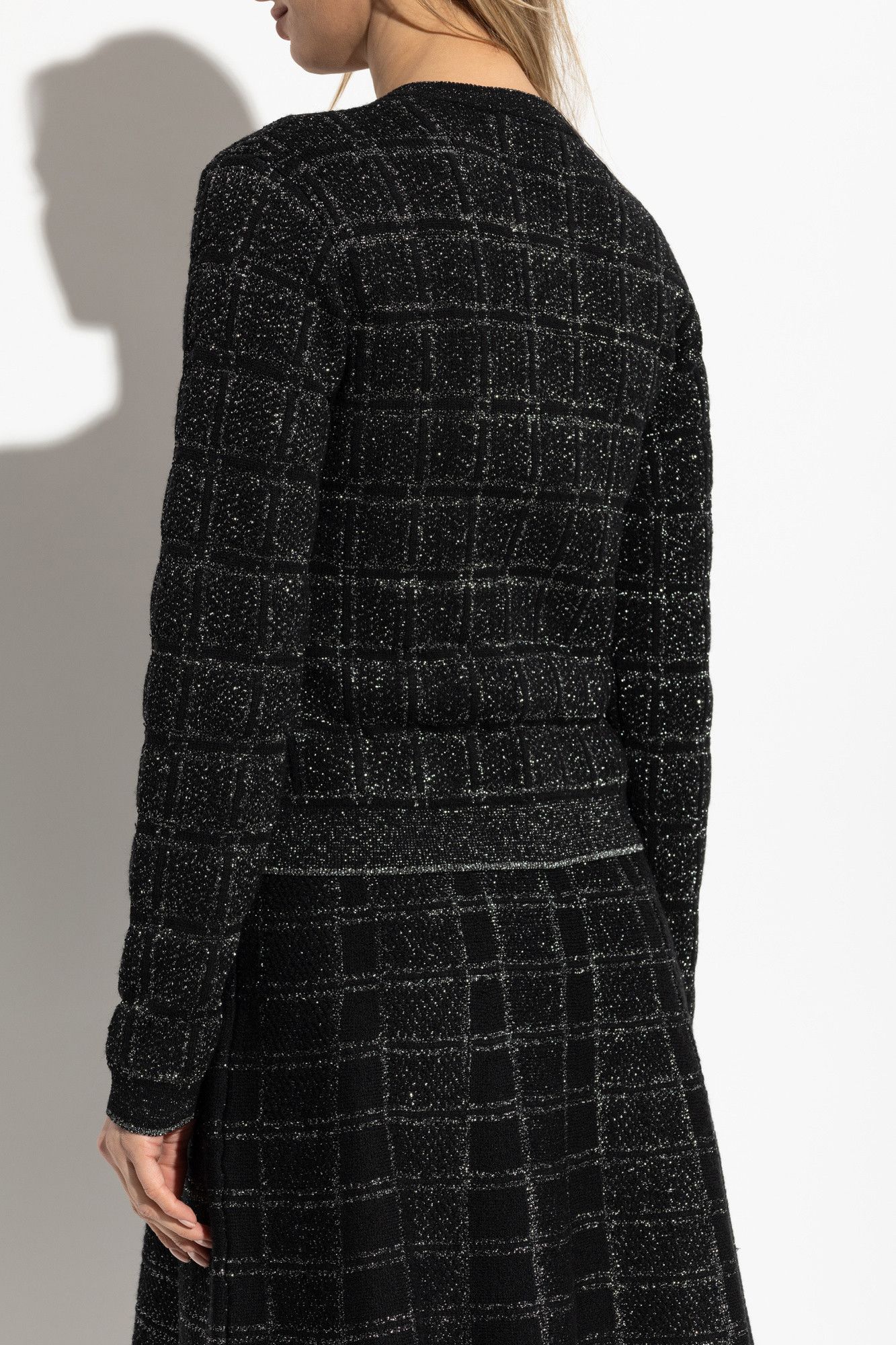 Gucci o1la5ras0526 Wool and lame Check Jacquard Cardigan Black Size XS / US 0-2 / IT 36-38 - 4 Thumbnail