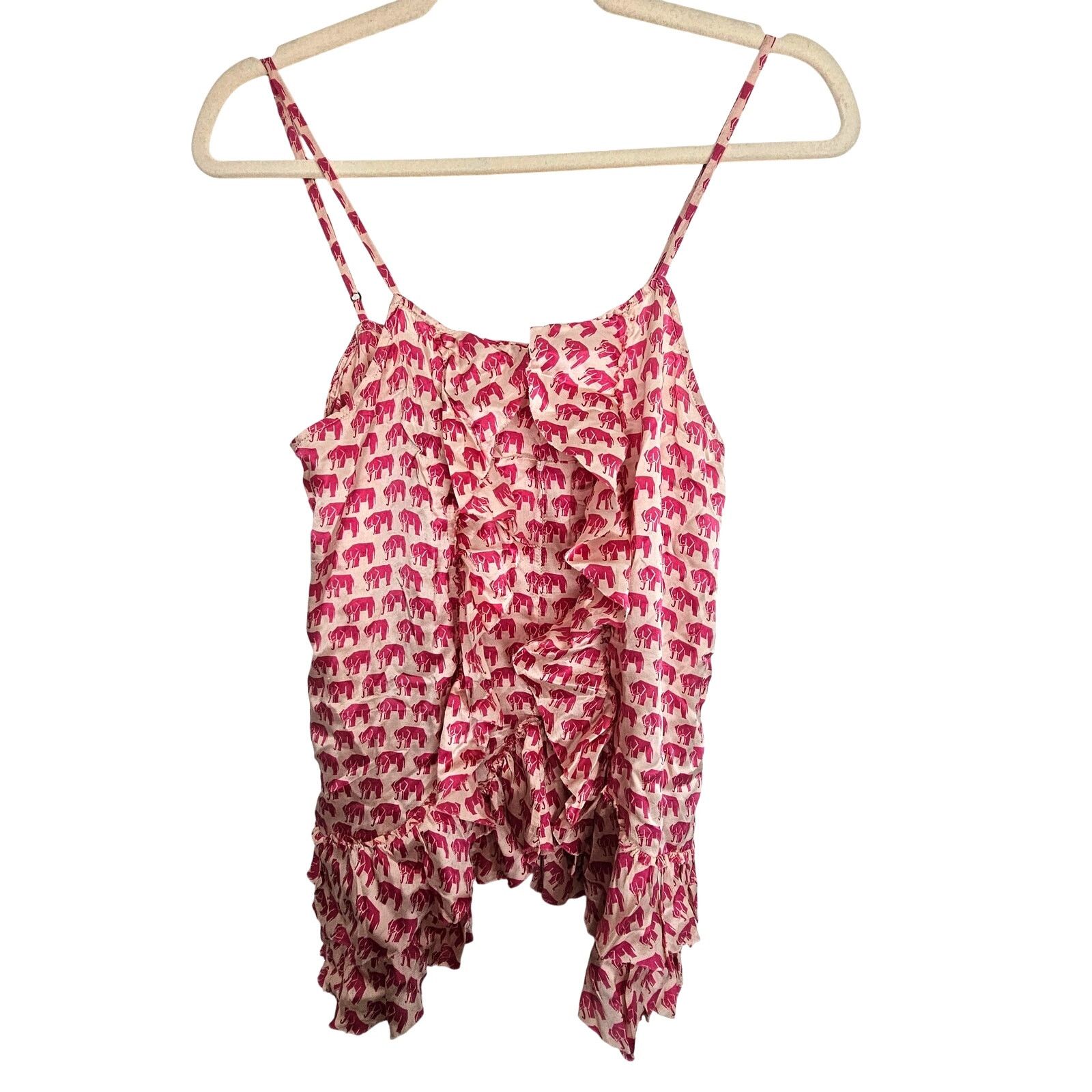 Banana Republic Banana Republic Womens Silk Ruffle Elephant Print Tank S Size S / US 4 / IT 40 - 1 Thumbnail