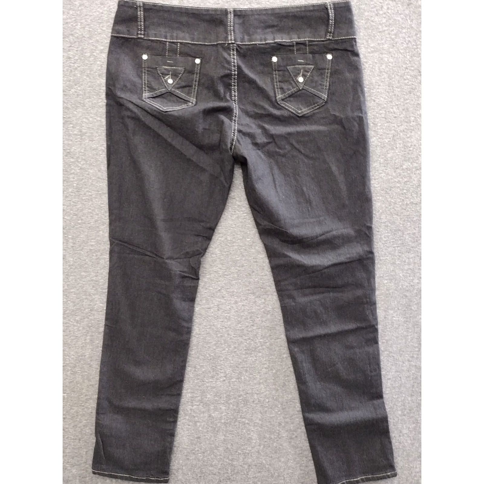 Vintage Unbranded Women's Dark Wash Skinny Jeans 3 Button Plus Size 21/22 Denim Cotton Blend Slim Stretch Cotton Blend City Theme Size 42" / US 20 - 2 Thumbnail
