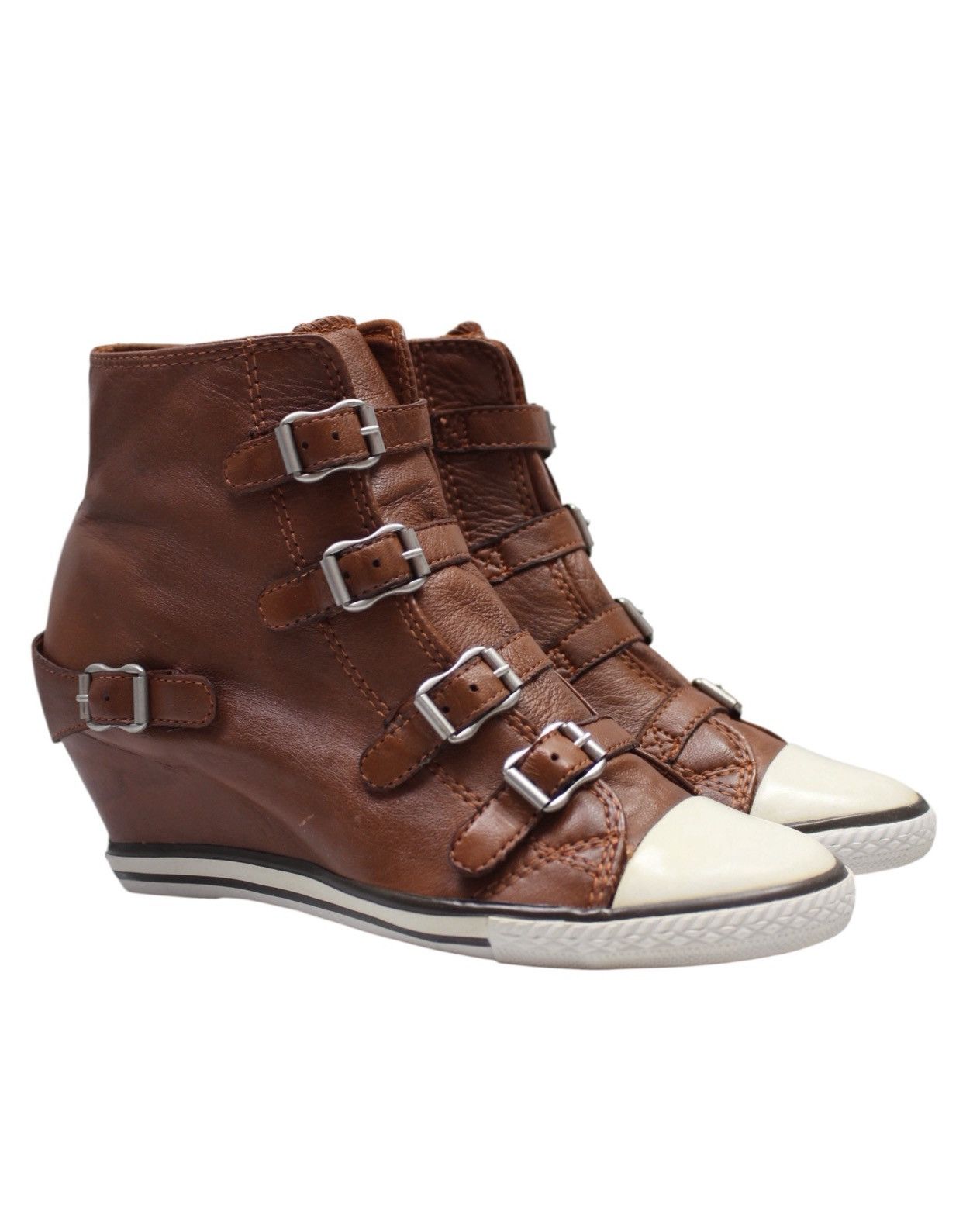 ASH 2000S ASH LIMITED BUCKLED LEATHER WEDGE SNEAKERS Size US 9 / IT 39 - 2 Thumbnail