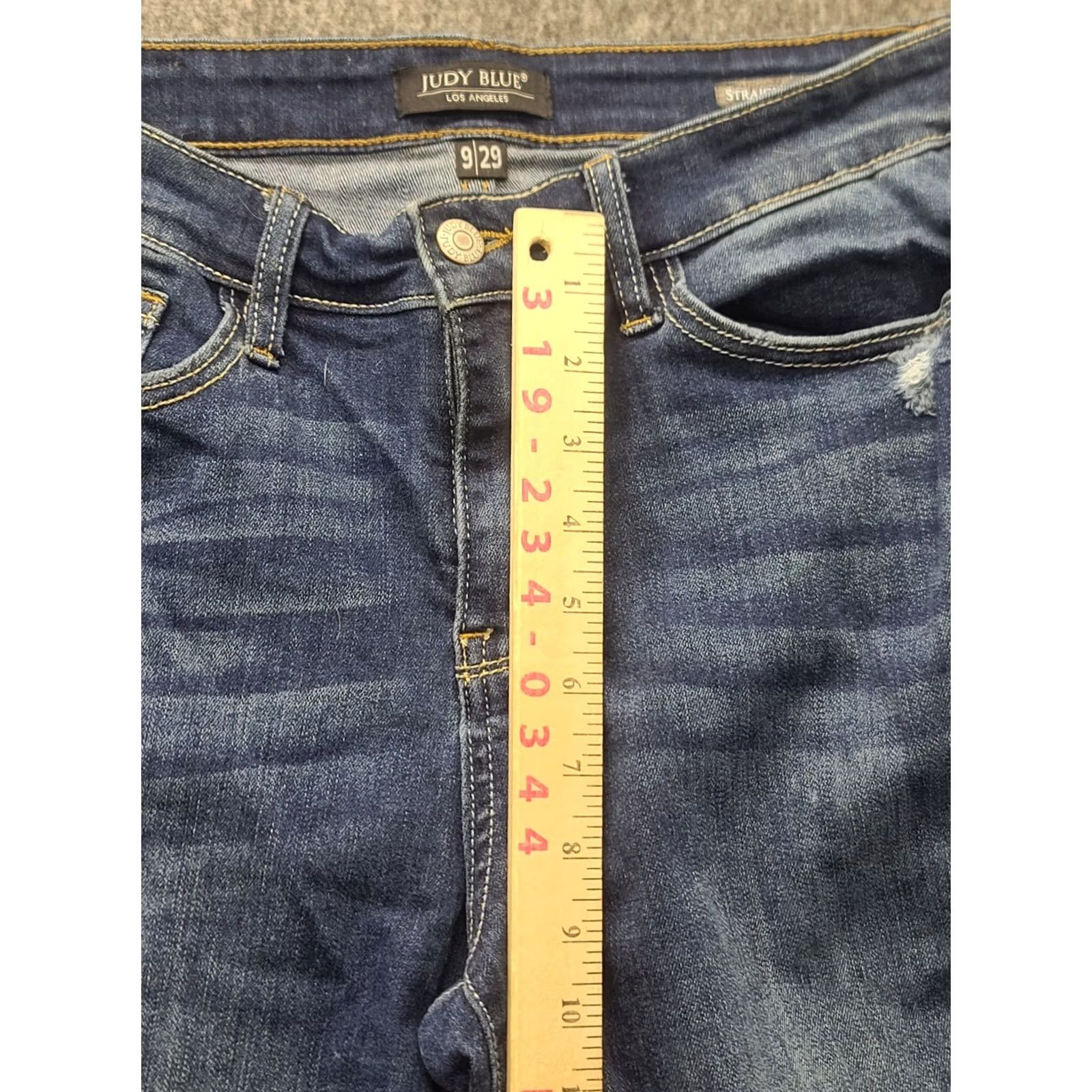 Vintage Judy Blue Jeans Womens 29x33 Straight Fit Ankle Mid Rise Distressed Raw Hem Denim Blue Jeans Size 29" - 5 Thumbnail