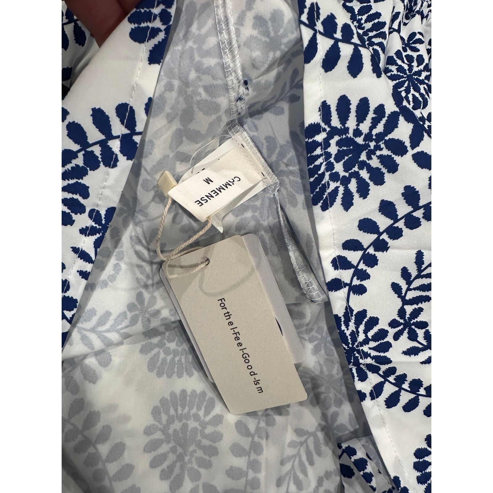 Other Blue White Strapless Floral Collarless Mini Woven Dress Size M / US 6-8 / IT 42-44 - 7 Thumbnail