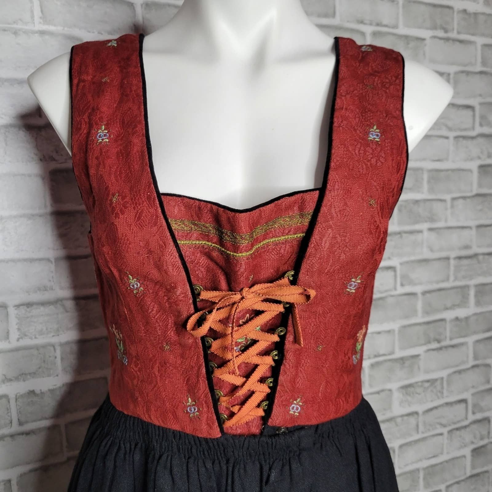 image of Vintage Picard Of Sun Valley Idaho Corset Dirndl in Red, Women's (Size Small)