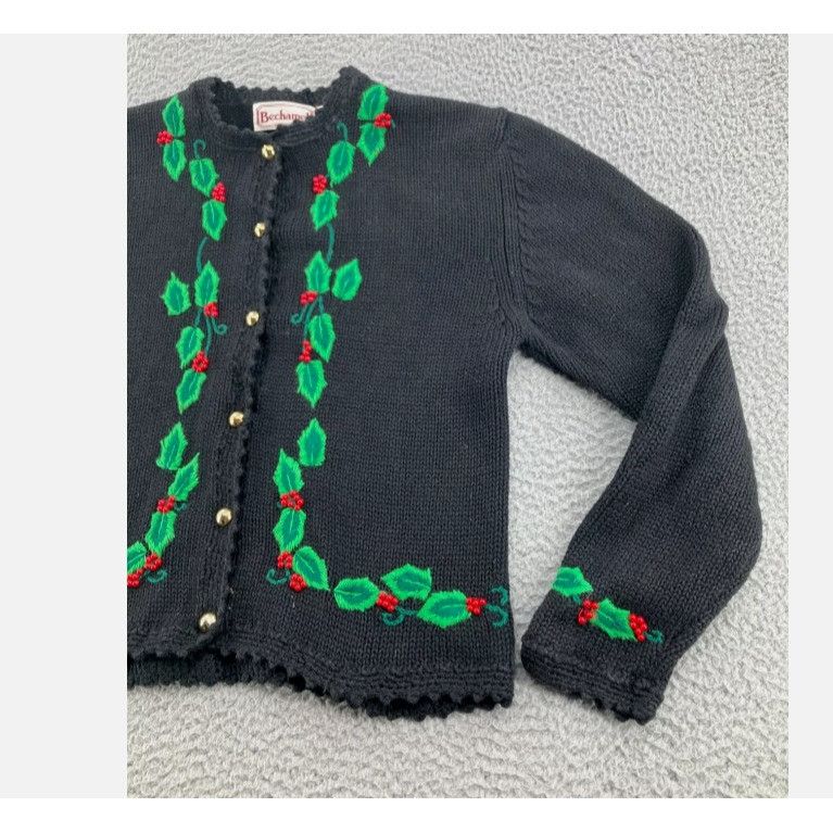 Designer Vintage Bechamel Sweater Womens Sz L Christmas Cardigan Blac Size L / US 10 / IT 46 - 6 Thumbnail