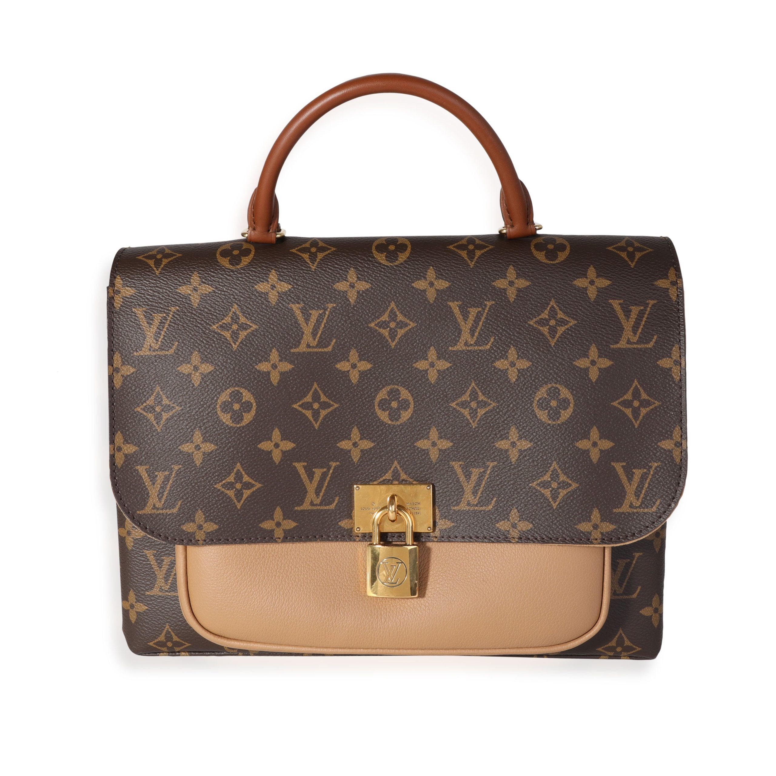image of Louis Vuitton Monogram Canvas & Sesame Marignan Bag in Brown, Women's