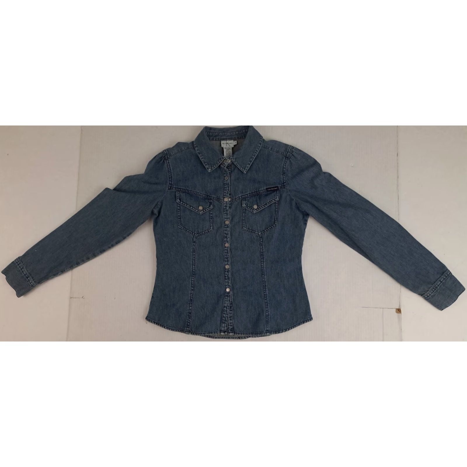 Vintage VINTAGE Calvin Klein Jeans Shirt Western Denim Blue Button-Up Long Sleeve Womens M Size M / US 6-8 / IT 42-44 - 2 Thumbnail