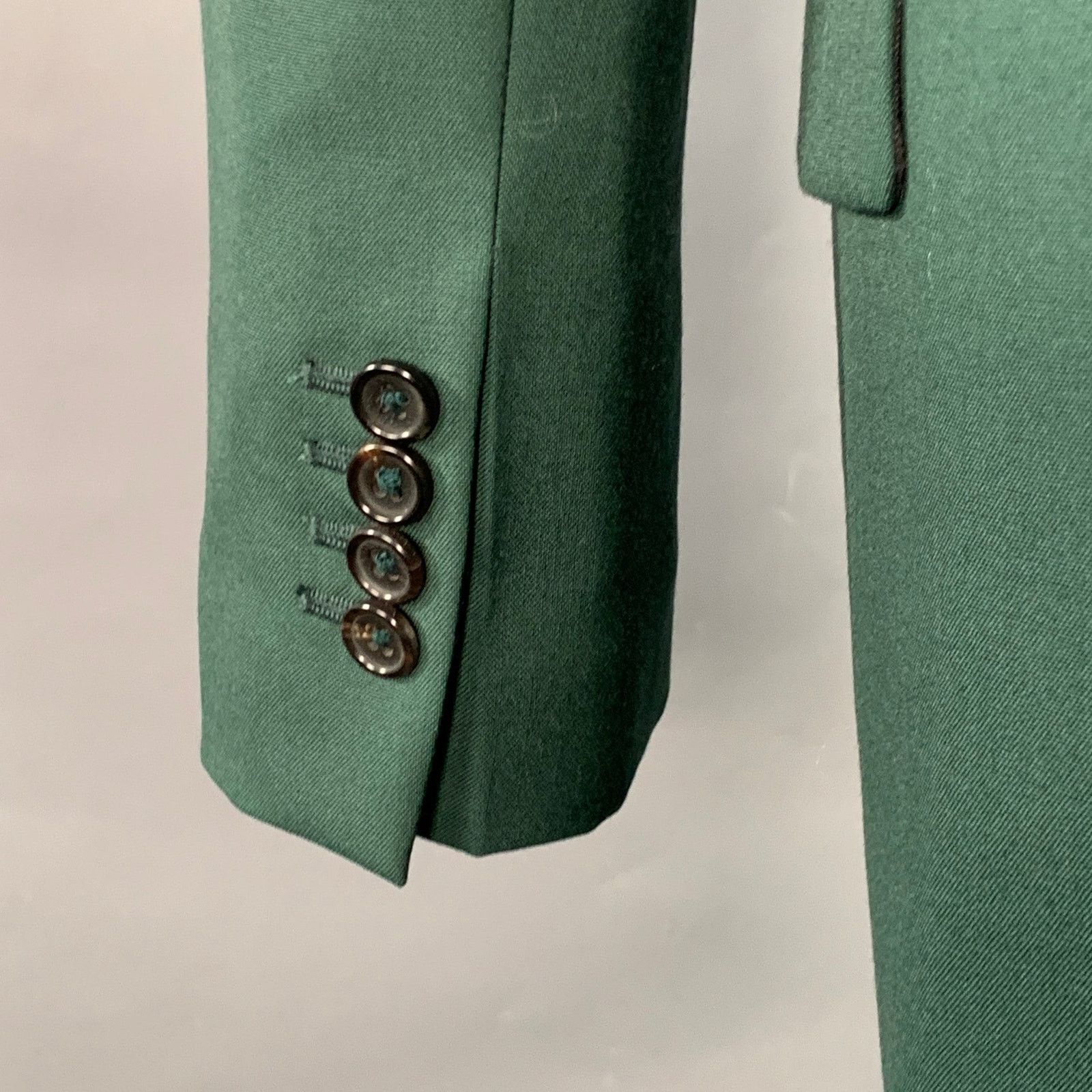 Size S Forest Green Wool Notch Lapel Jacket Blazer