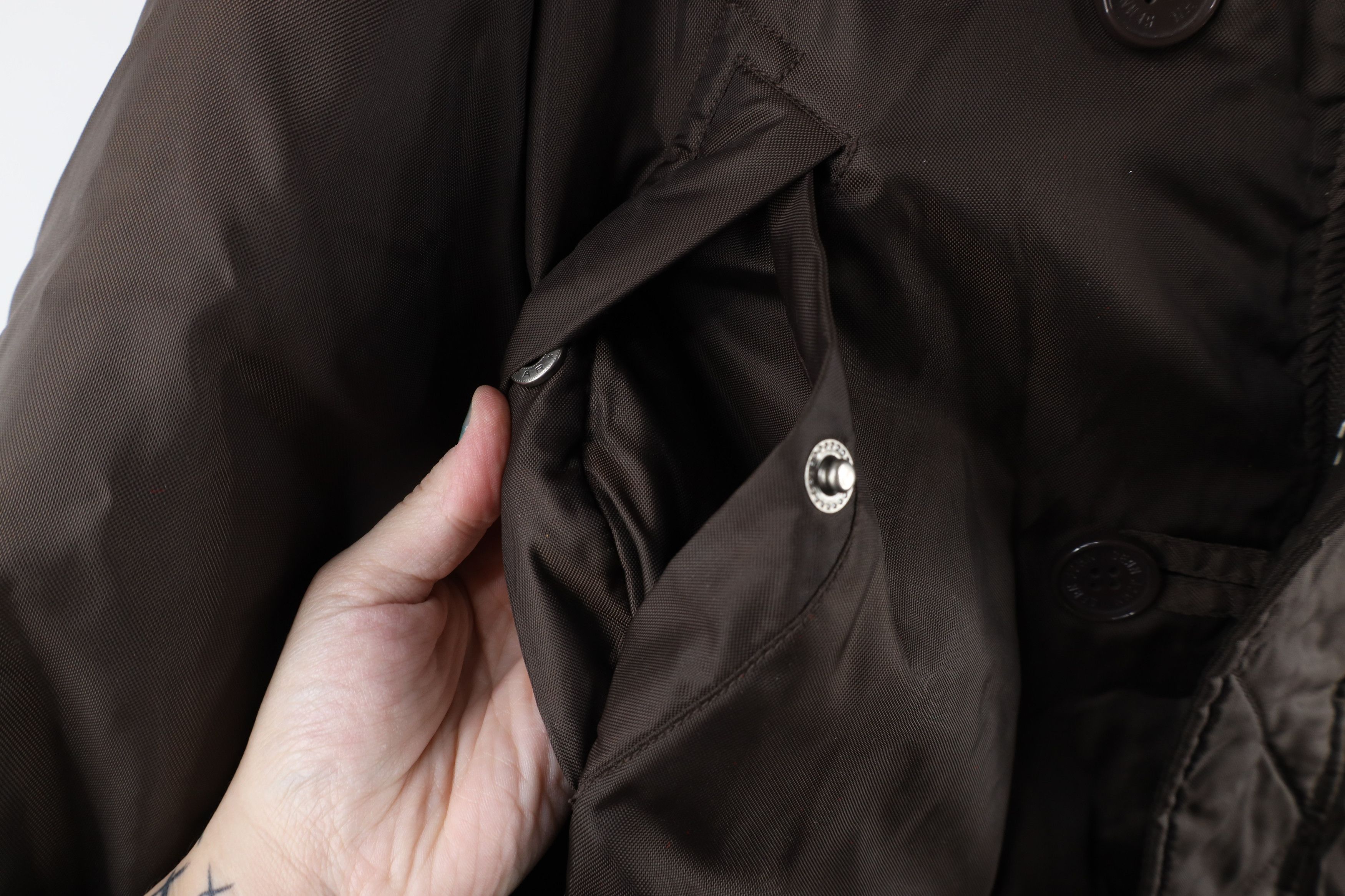 Sean John × Vintage Vintage 90s Sean John Trim Hooded Puffer Bomber Jacket Brown Size US S / EU 44-46 / 1 - 7 Thumbnail