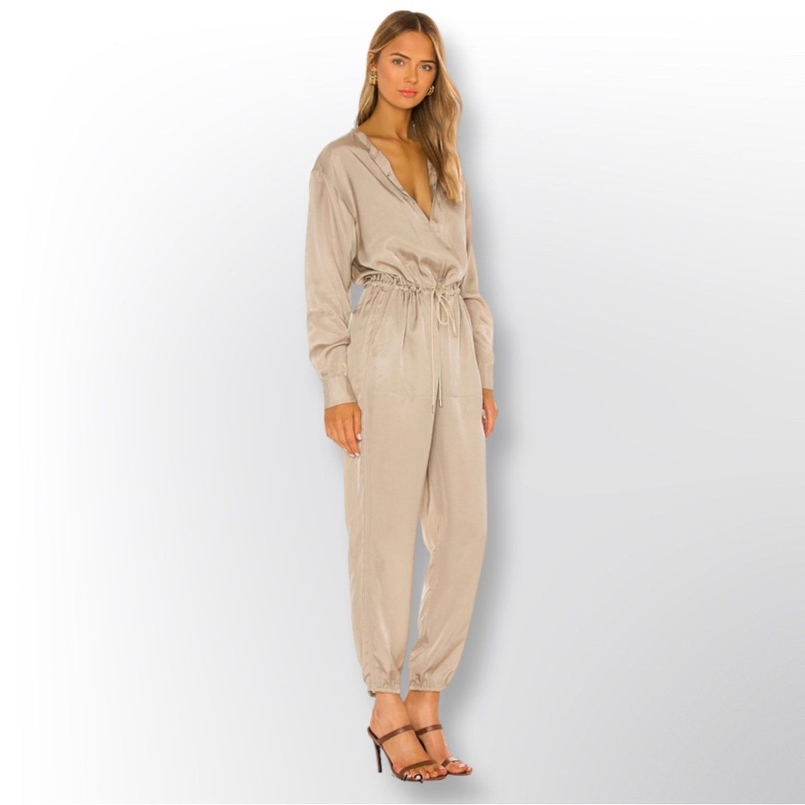 ATM Anthony Thomas Melillo ATM New Micro Twill Jogger Jumpsuit In Willow Bark Size 28" / US 6 / IT 42 - 3 Thumbnail