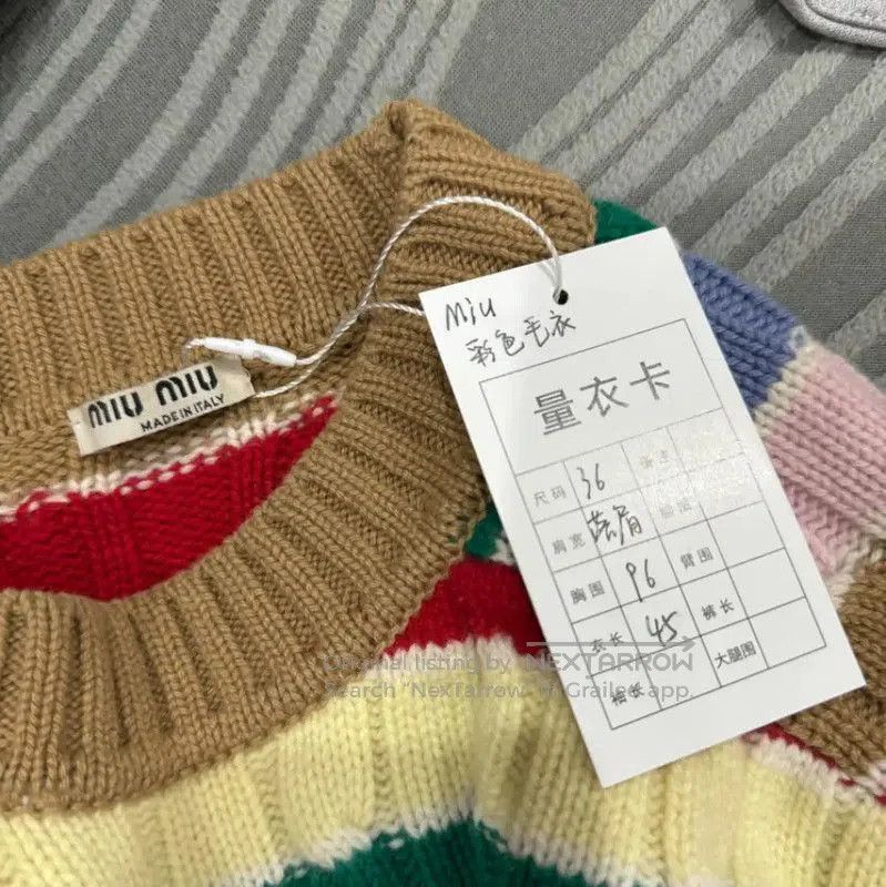 Miu Miu Miu Miu Multicolor Cropped Cashmere Sweater . Size XS / US 0-2 / IT 36-38 - 3 Thumbnail