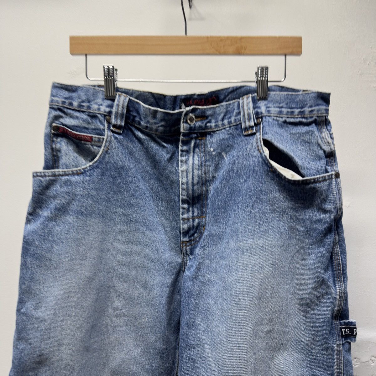 Vintage Faded Thrashed Distressed Denim Shorts Jorts ERD Grunge Size US 32 / EU 48 - 6 Thumbnail