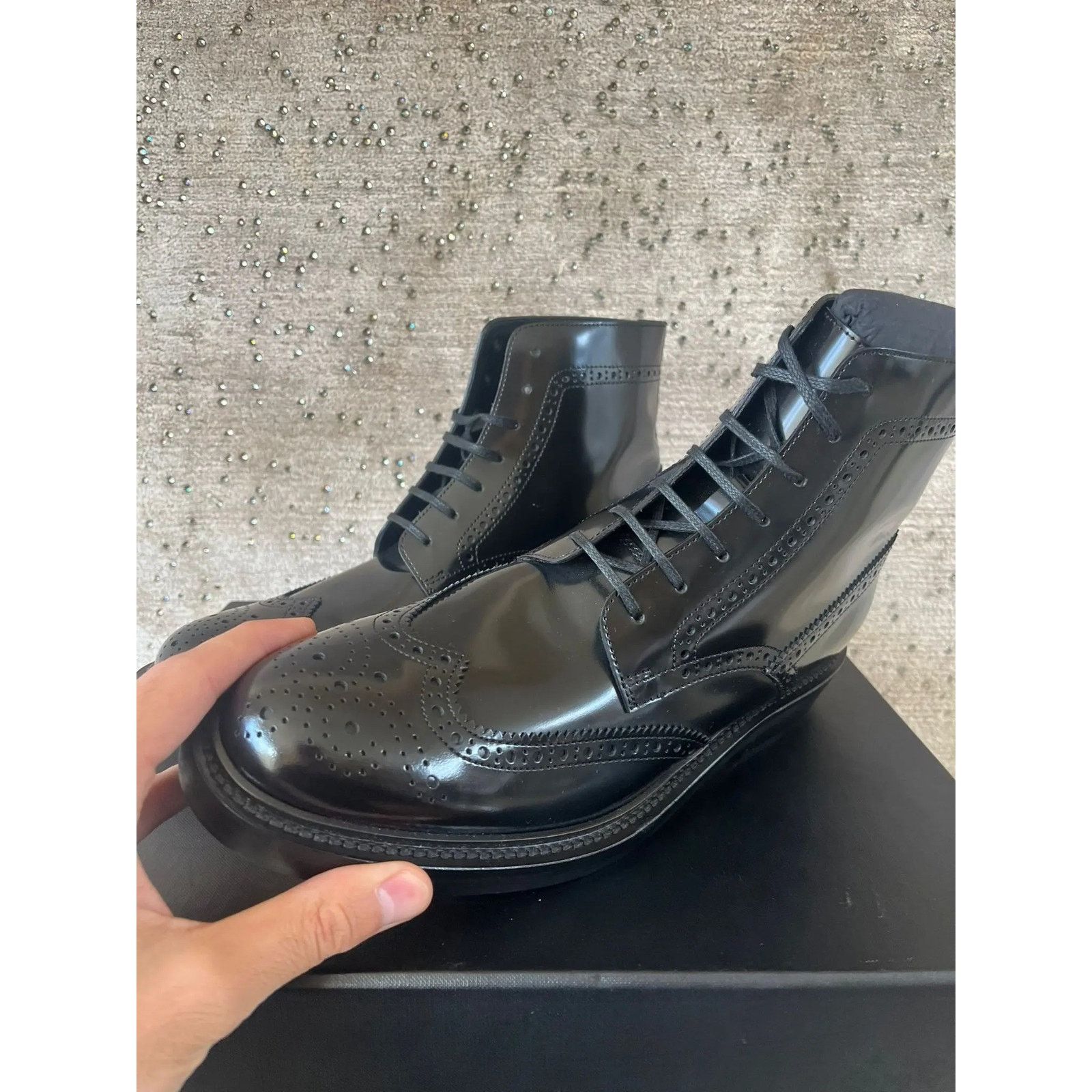 Saint Laurent Paris o1rshd1 Embroidered Army 20 Lace Up Boots in Ketta in Black Size US 7 / EU 40 - 2 Thumbnail