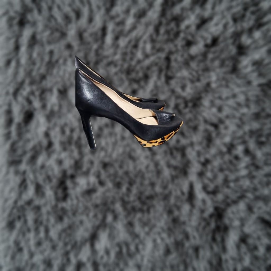 Anne Klein Stiletto Pump Womens Size 10M Black Faux Leather Peep Toe Casual Shoes