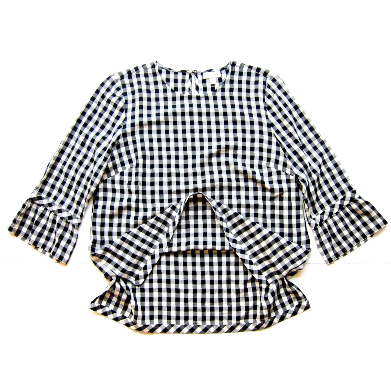 J. Jill J. Jill Blouse Plaid 3/4 Sleeve Tunic Peasant 100% Rayon Black Small Womens Size S / US 4 / IT 40 - 4 Thumbnail