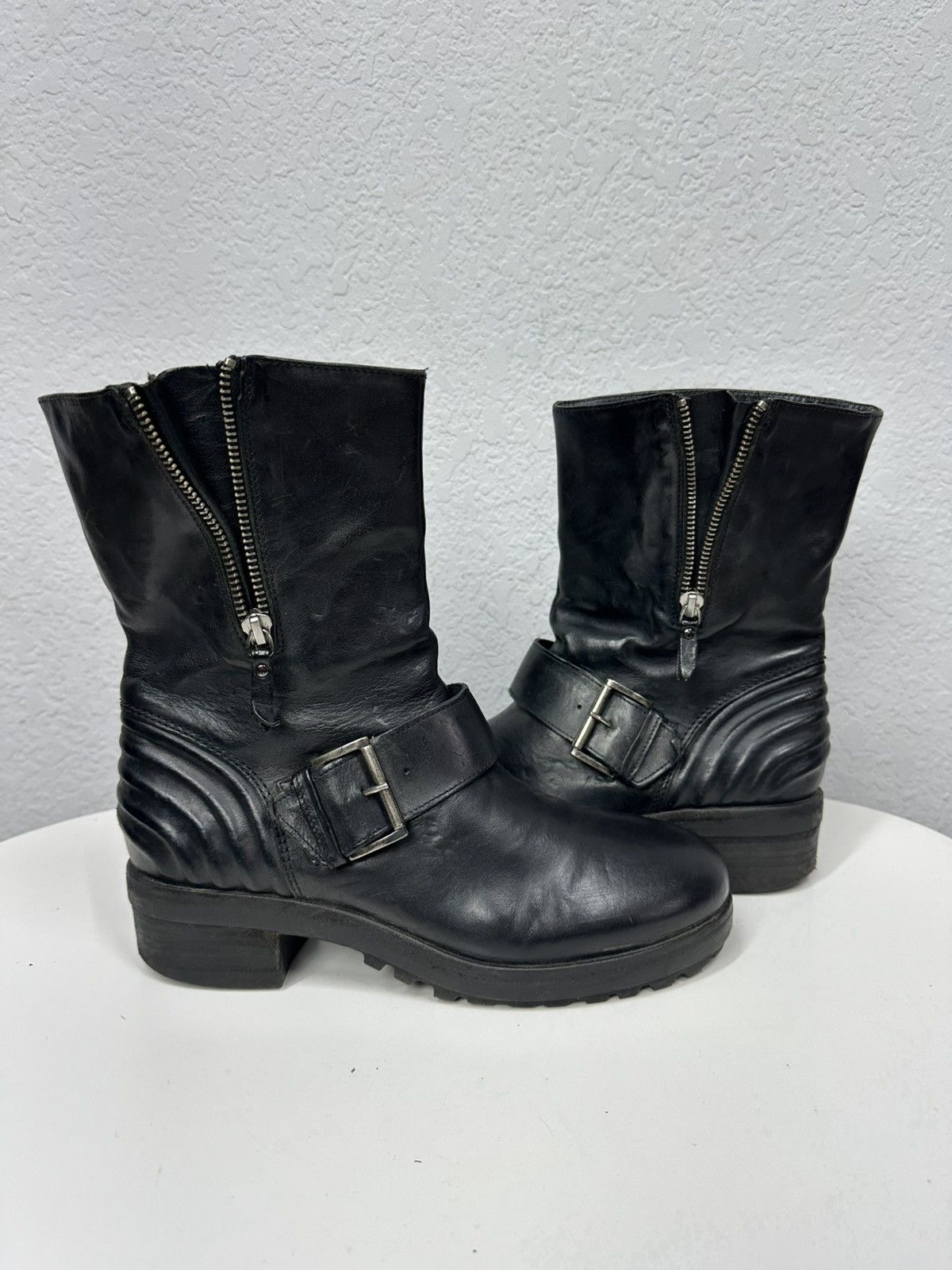 A.S.98 Vintage AS 98 Rick Owens Style Zip Ankle Leather Biker Boots Size US 8 / IT 38 - 2 Thumbnail