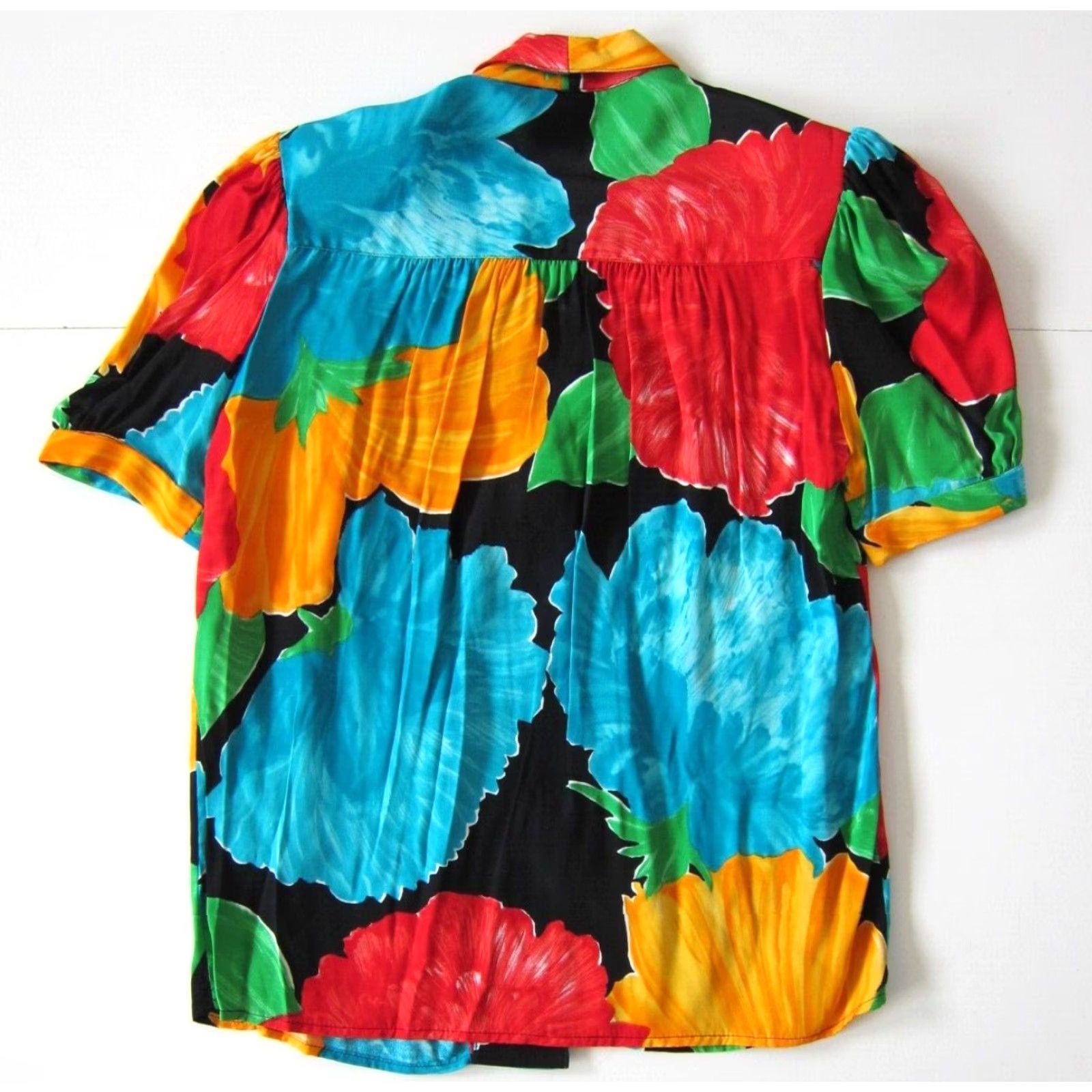 Vintage VINTAGE Carole Little Saint Tropez West Floral Blouse Short Sleeve Red S-M Womens Size S / US 4 / IT 40 - 2 Thumbnail