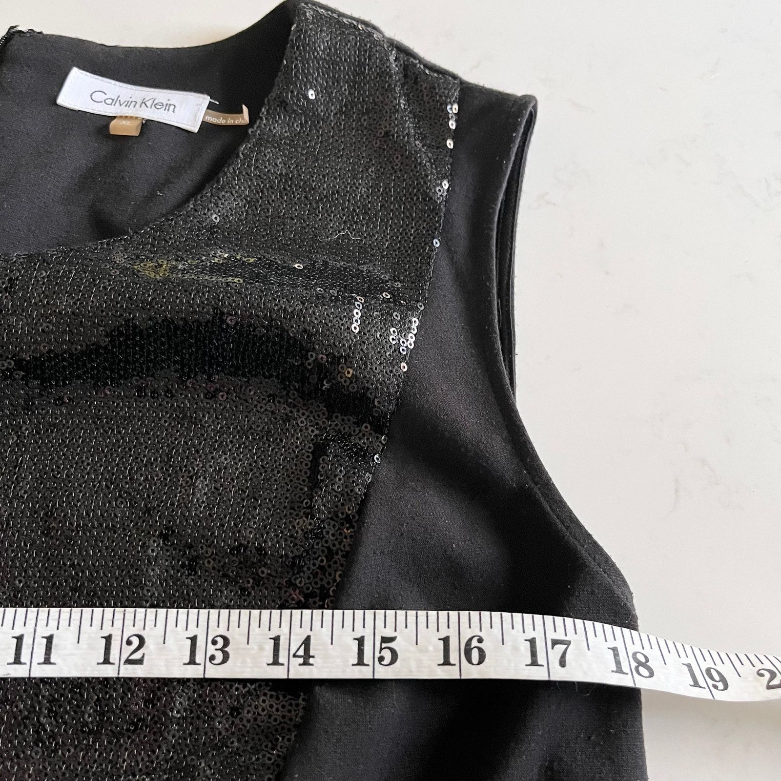 Calvin Klein Calvin Klein Black Sequin Embellished Dressy Evening Top Size XL / US 12-14 / IT 48-50 - 6 Thumbnail