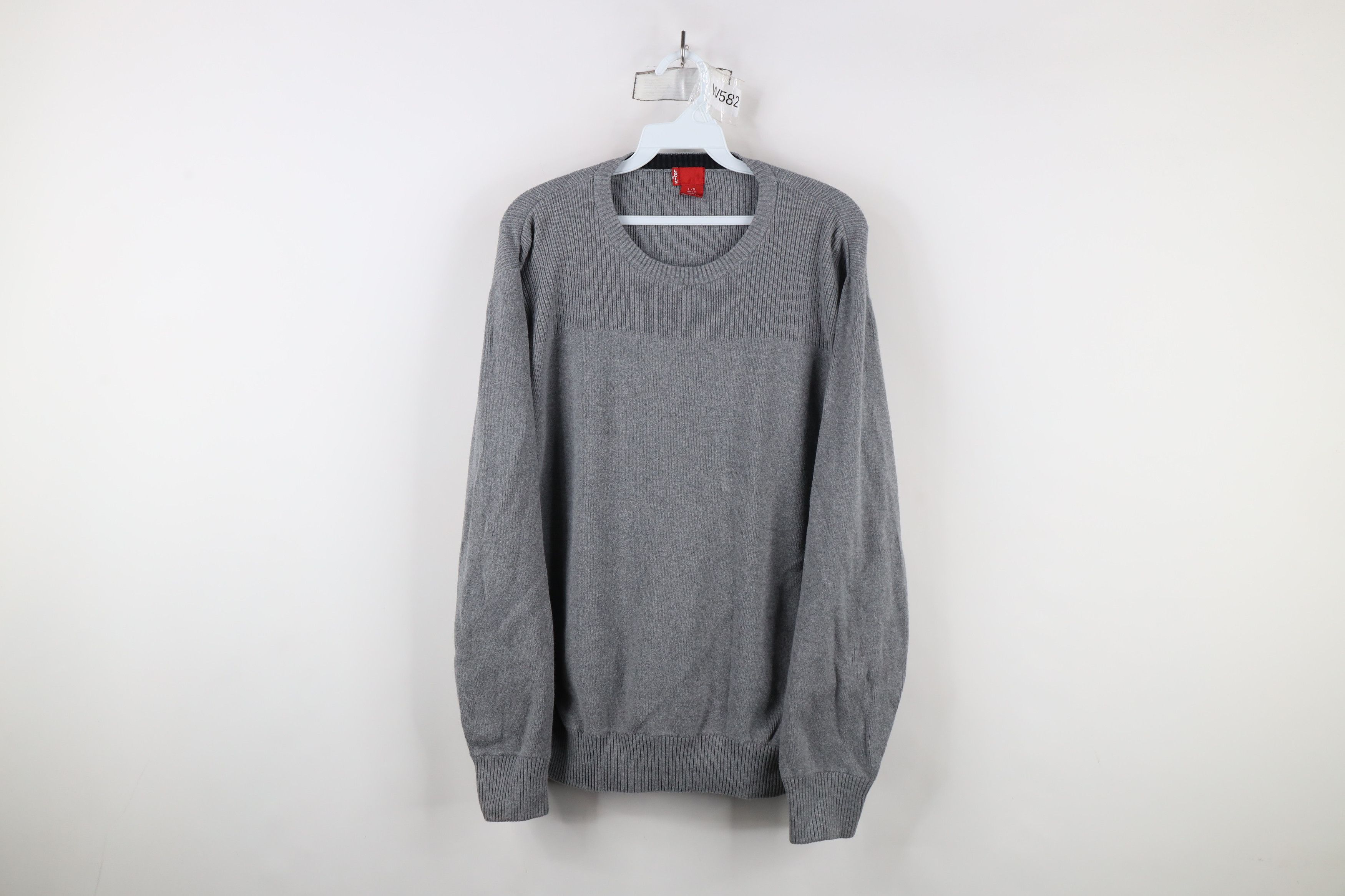 Levi's × Vintage Vintage Y2K Levis Cotton Ribbed Knit Crewneck Sweater Gray Size US L / EU 52-54 / 3 - 1 Thumbnail