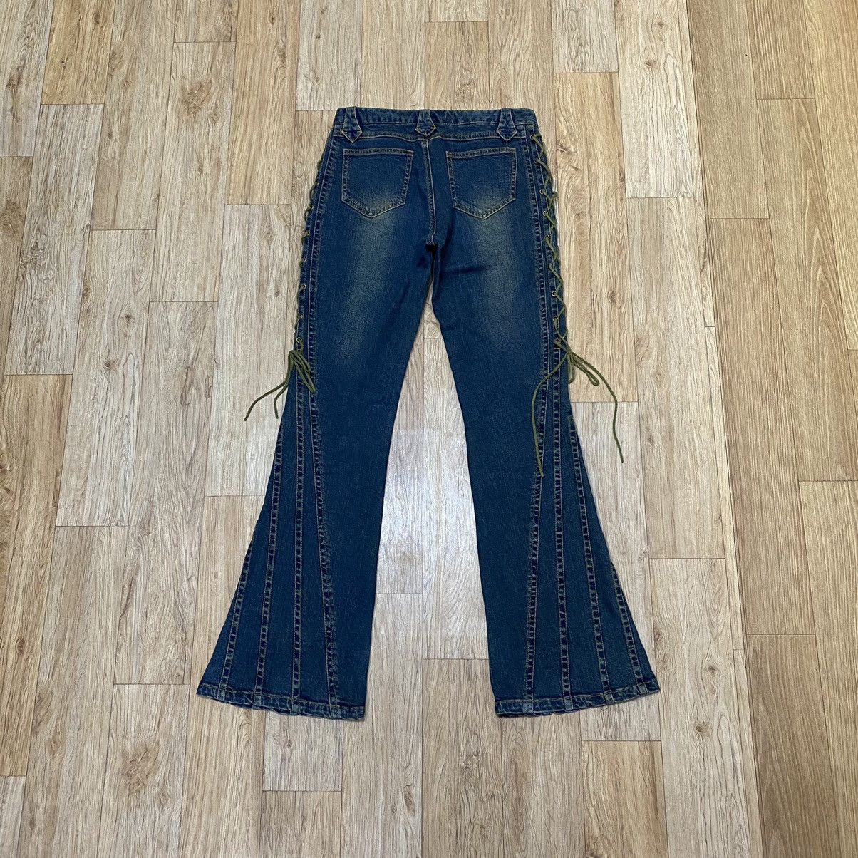 Tornado Mart 90s Brow Dwin Lace Up Flare Denim Pants Size US 26 / EU 42 - 5 Thumbnail