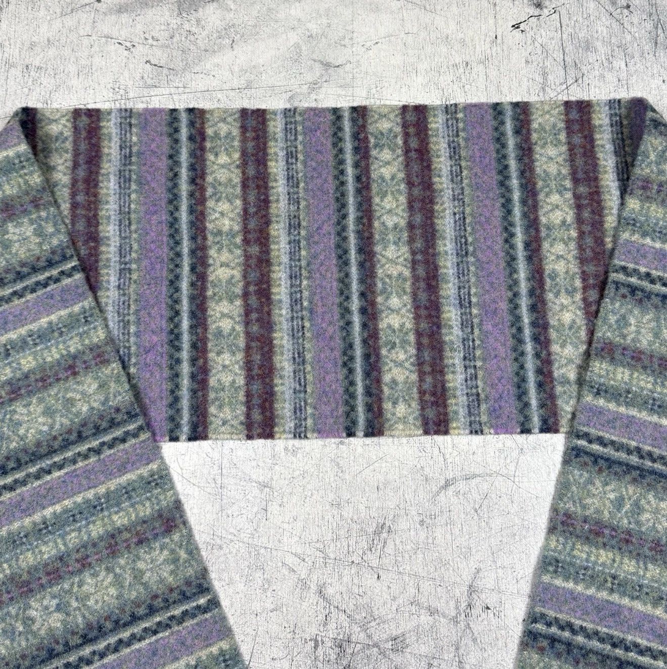 Barbour Barbour 100% Lambs wool Fair Isle Scarf Gray Purple Fringe Size ONE SIZE - 5 Thumbnail