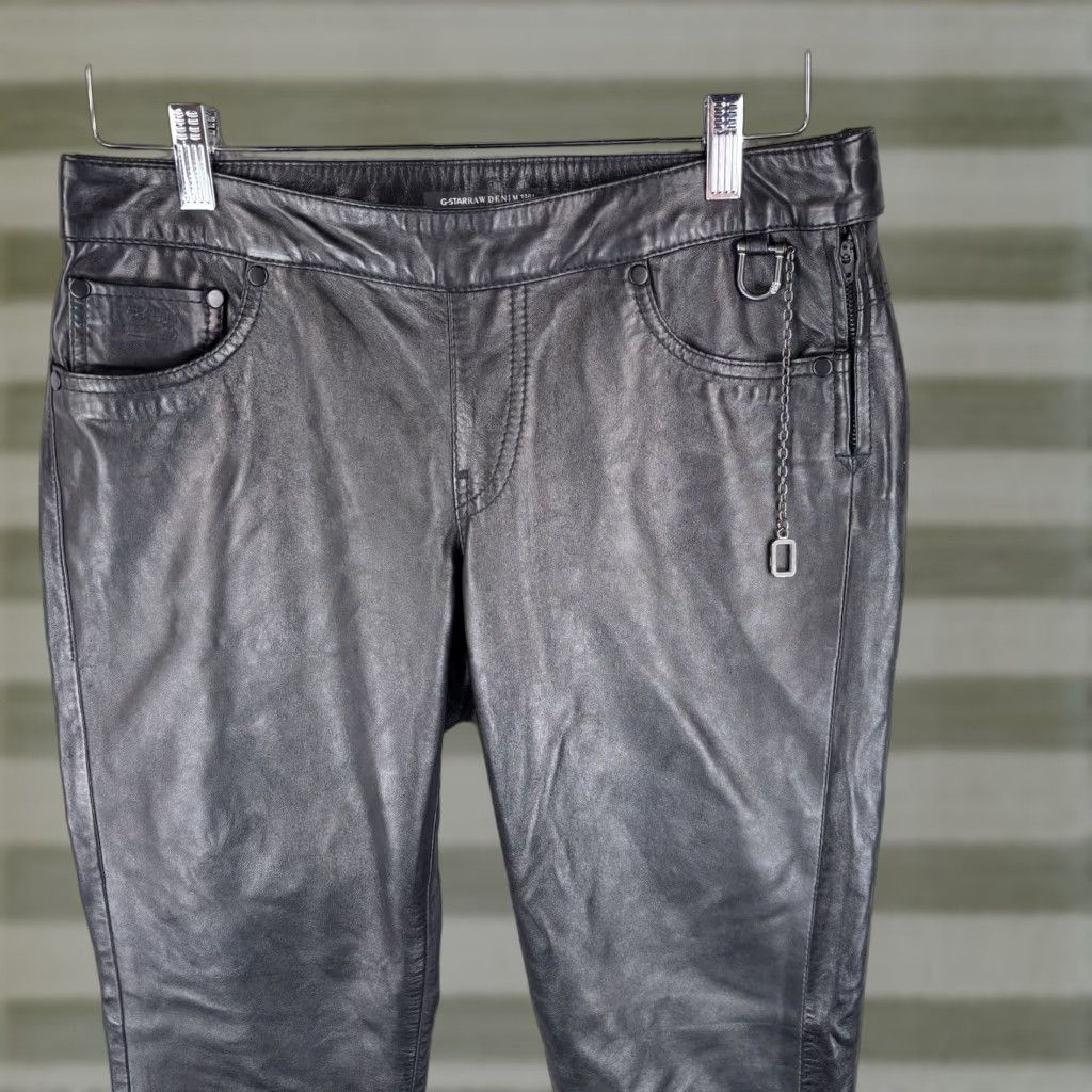 G-Star G-Star Leather Pants Women's 28x32 Black Side Zip Motorcycle Biker 3301 RAW Size 28" / US 6 / IT 42 - 1 Thumbnail