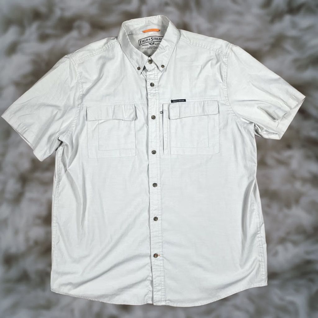 Vintage Field & Stream Shirt Mens L Beige Button-Down Short Sleeve Stretch Crew Neck? Size US L / EU 52-54 / 3 - 1 Thumbnail