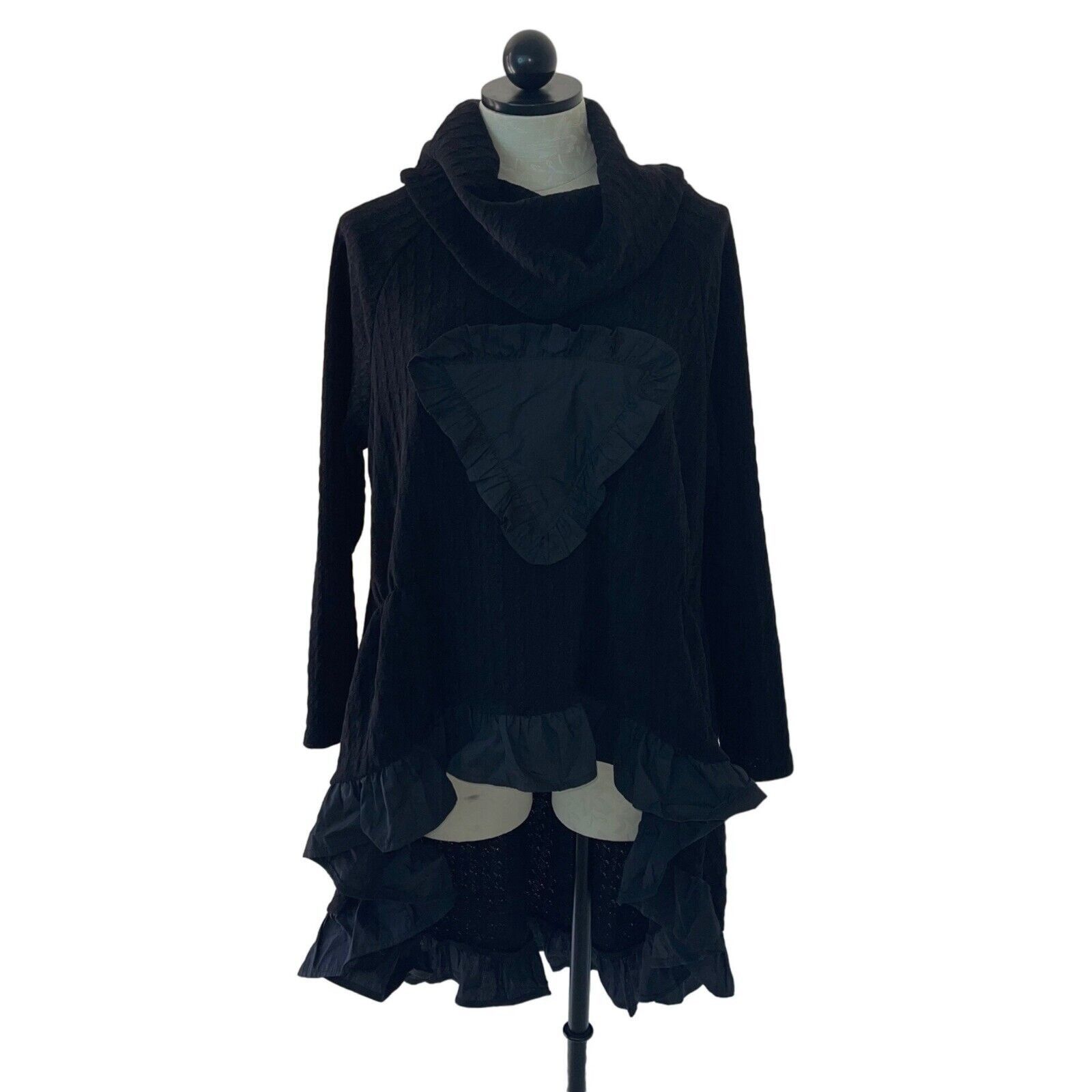 Simply Vanite Womens Tunic Top One Size Black Ruffles