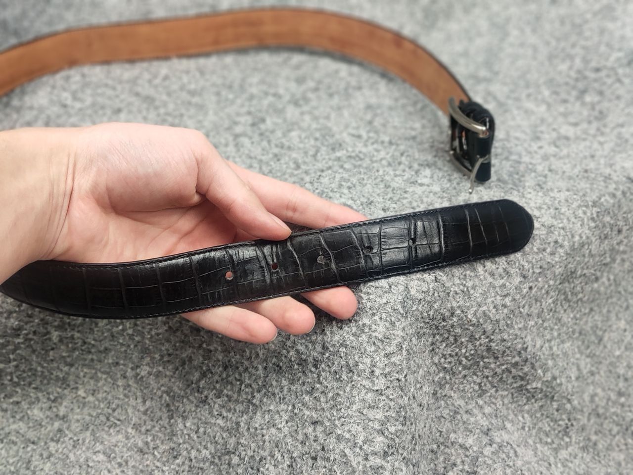 Boggi Boggi Milano Italy Design crocodile embossed leather belt Size ONE SIZE - 8 Thumbnail