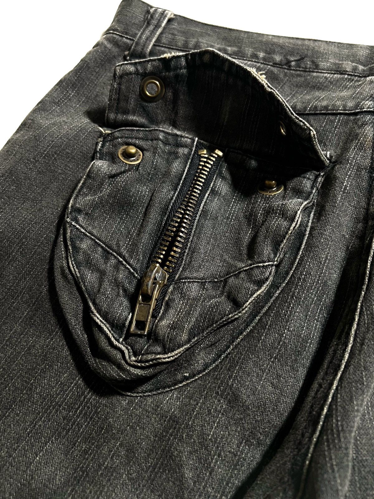 Japanese Brand Y2K Slow Hand Jam Black Cargo Flare Jeans Size US 34 / EU 50 - 15 Thumbnail