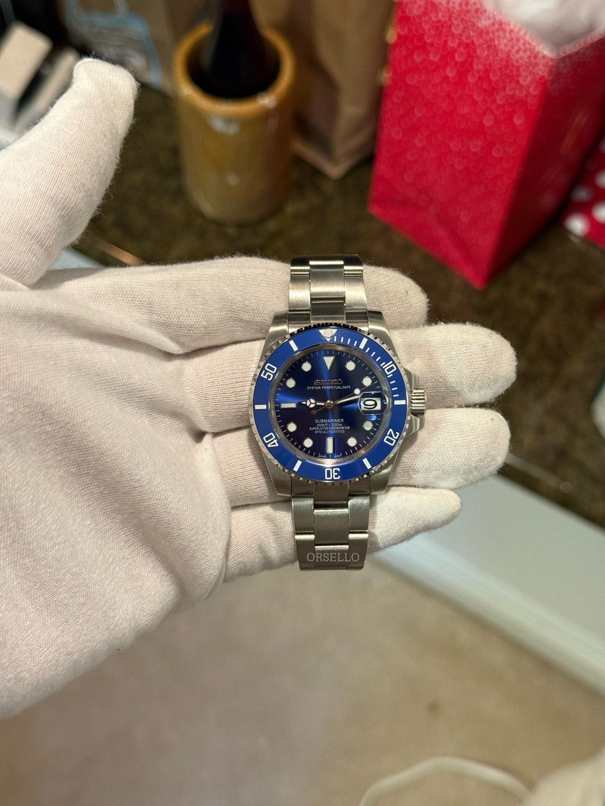 Seiko Seiko mod watch submariner smurf 40mm Size ONE SIZE - 4 Thumbnail