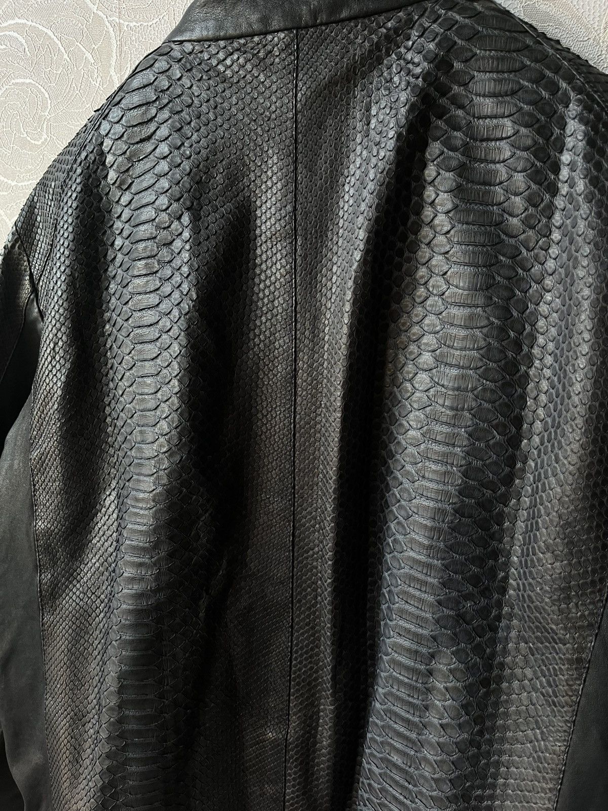 Genuine Leather Real Python Leather Italy Jacket Navy Blue Zip Up Bomber Size US L / EU 52-54 / 3 - 8 Thumbnail