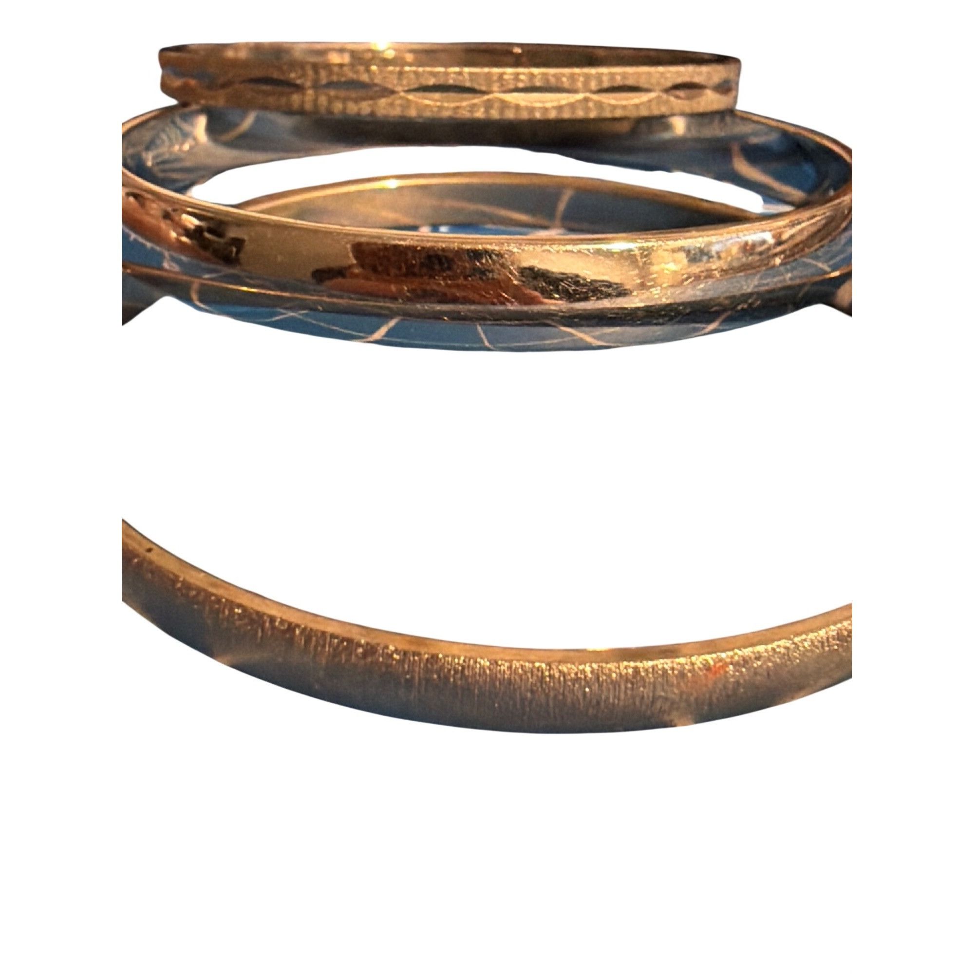 Monet Vintage Lot of 3 Monet Silver Tone Bangle Bracelets Etched T Size ONE SIZE - 2 Thumbnail