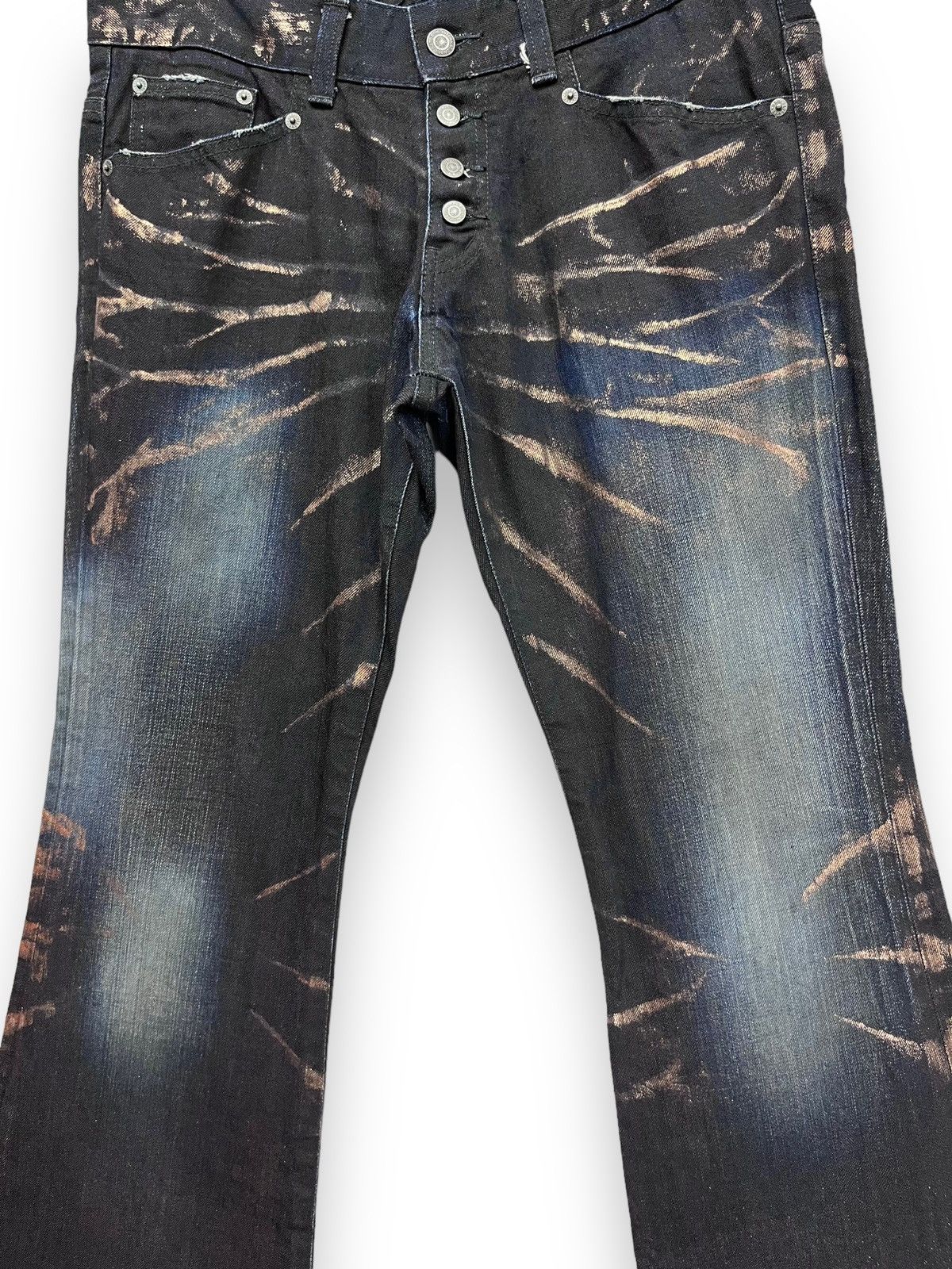 If Six Was Nine 💥🔥TORNADO MART Punk Gold Dust Whiskered Insane Flare Denim Size US 32 / EU 48 - 7 Thumbnail