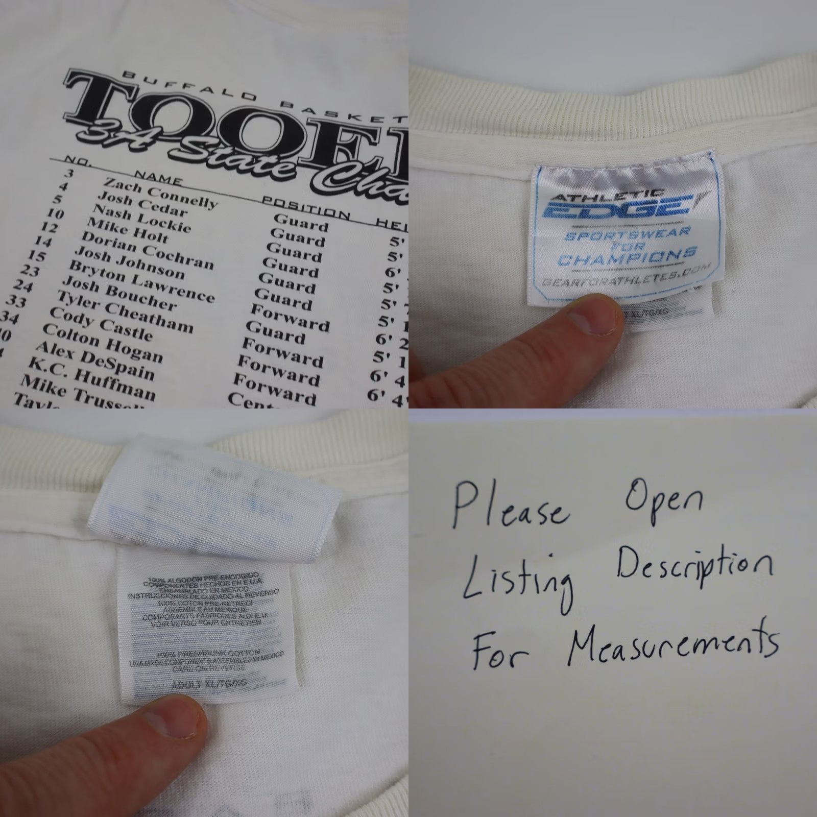 Vintage VINTAGE Tooele Utah Basketball T Shirt Mens XL 2005 State Champs UHSAA High School White Graphic Print Front Back Stadium Pride USA 80s 90s Boys Mens Size US XL / EU 56 / 4 - 10 Thumbnail