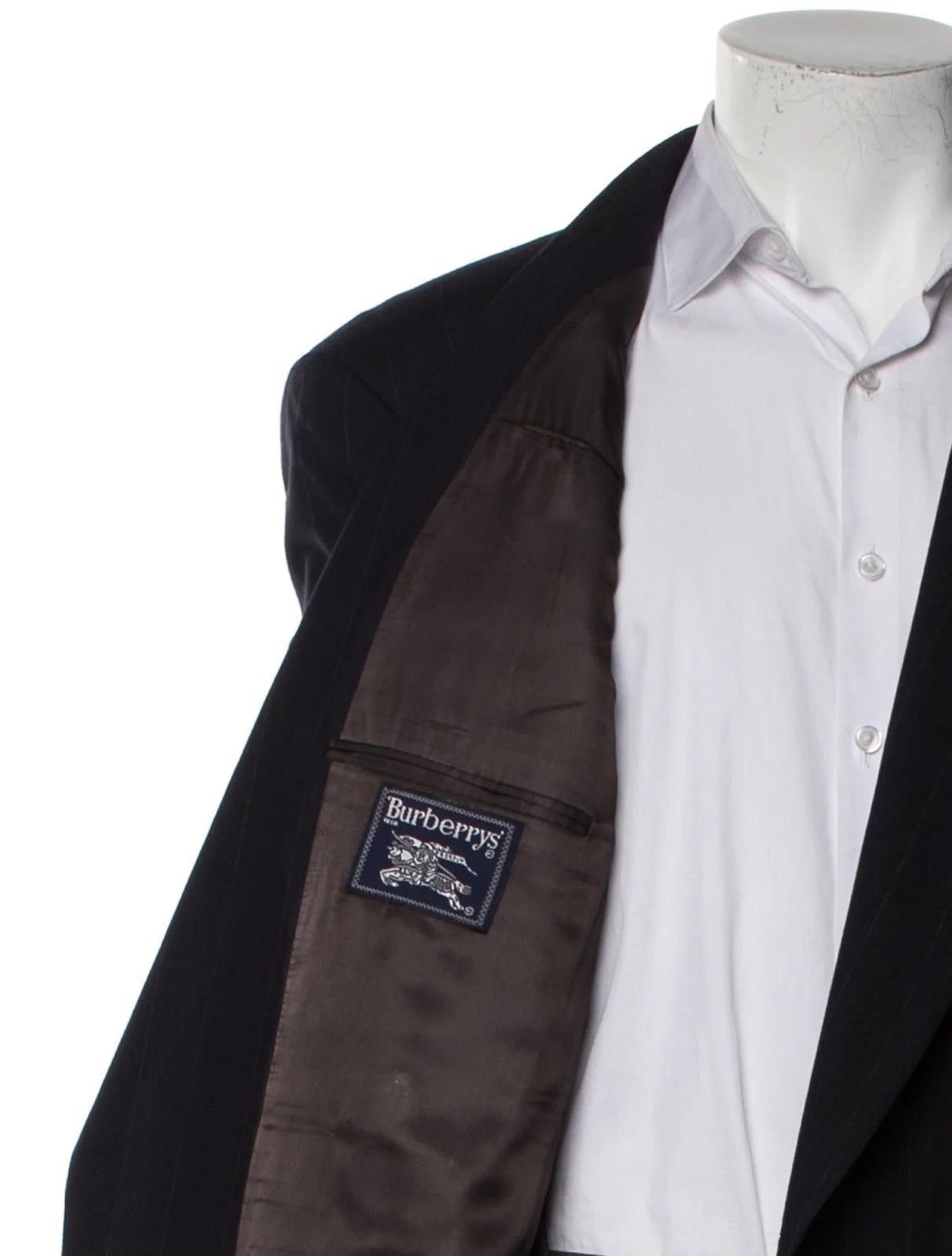Burberry Burberry's Wool Dark Blue Blazer Size: M Size 36R - 4 Thumbnail