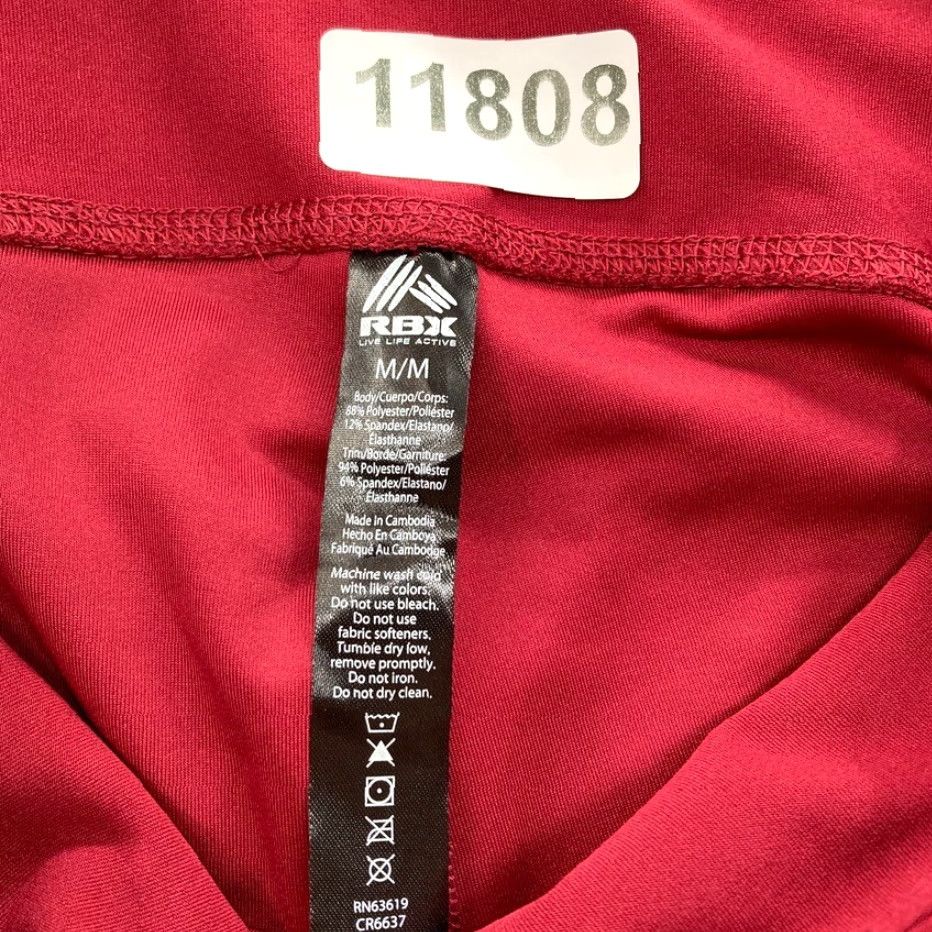 Vintage RBX Active Leggings Women's Medium Red Stretch Fabric Moisture Wicking Pull On Fabric Polyester Spandex Ankle Leggings Size 32" / US 10 / IT 46 - 6 Thumbnail