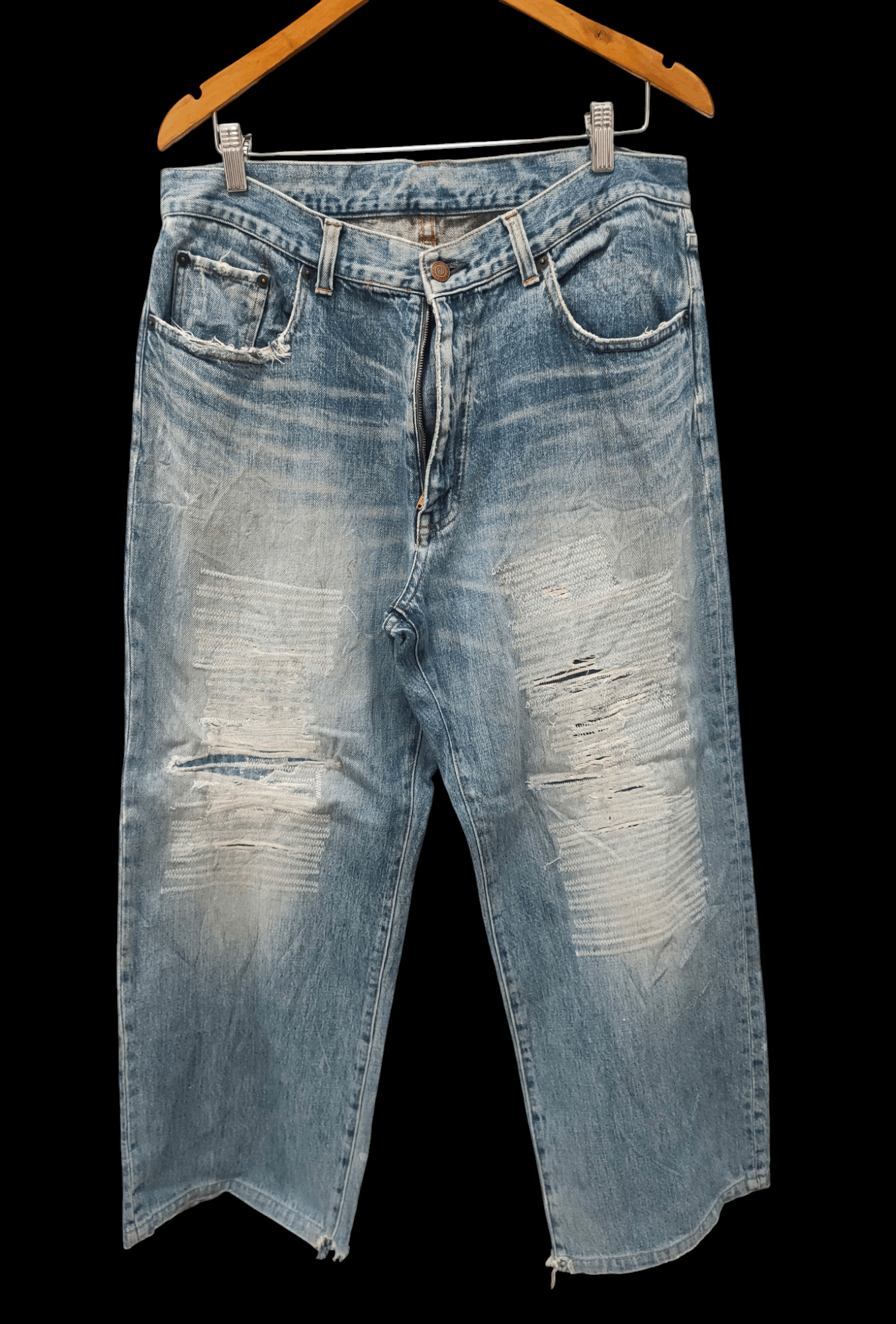 💥Baggy Flared Distressed Gl Heart Denim 💥