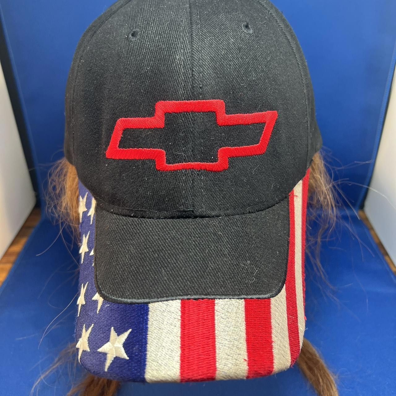 Designer Chevrolet Black Cap with Patriotic Flag Design Size ONE SIZE - 2 Thumbnail