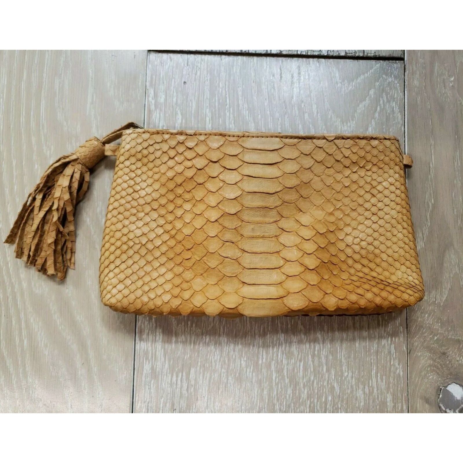 image of Carla Saint-Barth Made In Italy Authentic Snake Skin Clutch W/ Strap - Orange in White, Women's