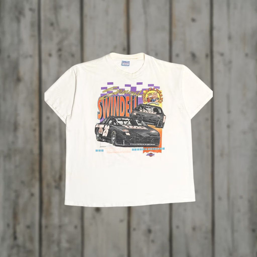 Vintage Vintage All Sport Sammy Swindell TMC Transportation Racing T-Shirt 1990s XX-Large White Unisex Adults Short Sleeve Shirt Mens Size US XXL / EU 58 / 5 - 1 Thumbnail