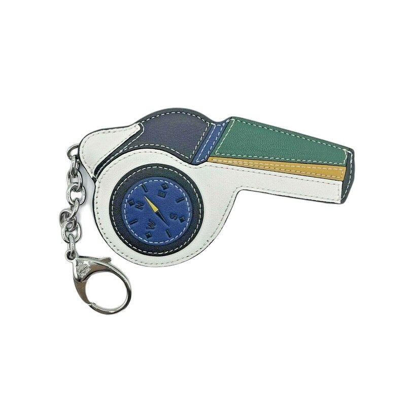 MCM Women's White/Green Leather Black Visetos Whistle Charm Key Size ONE SIZE - 1 Thumbnail