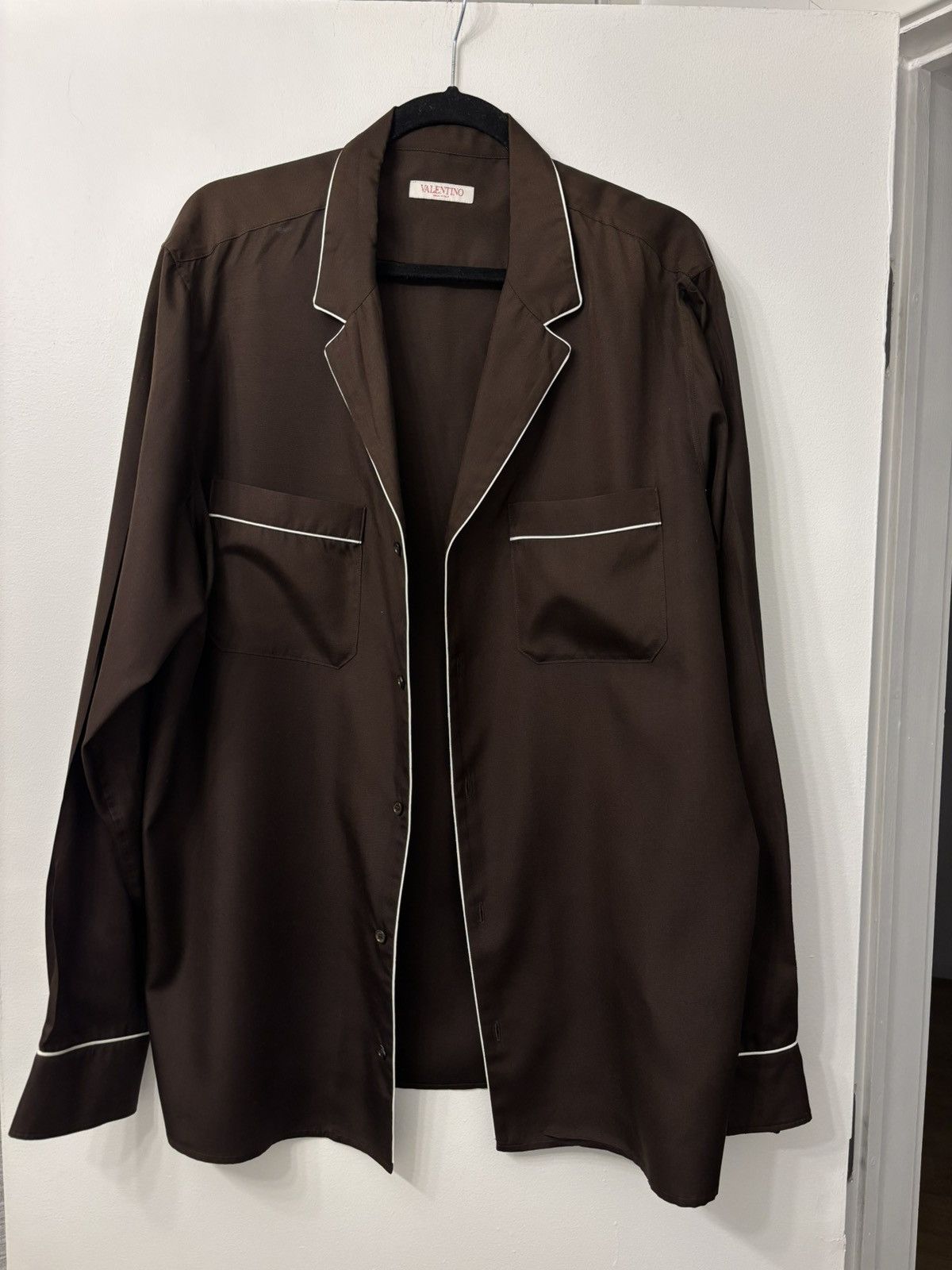 Valentino Valentino Brown Silk Pajama Shirt Size US L / EU 52-54 / 3 - 1 Thumbnail