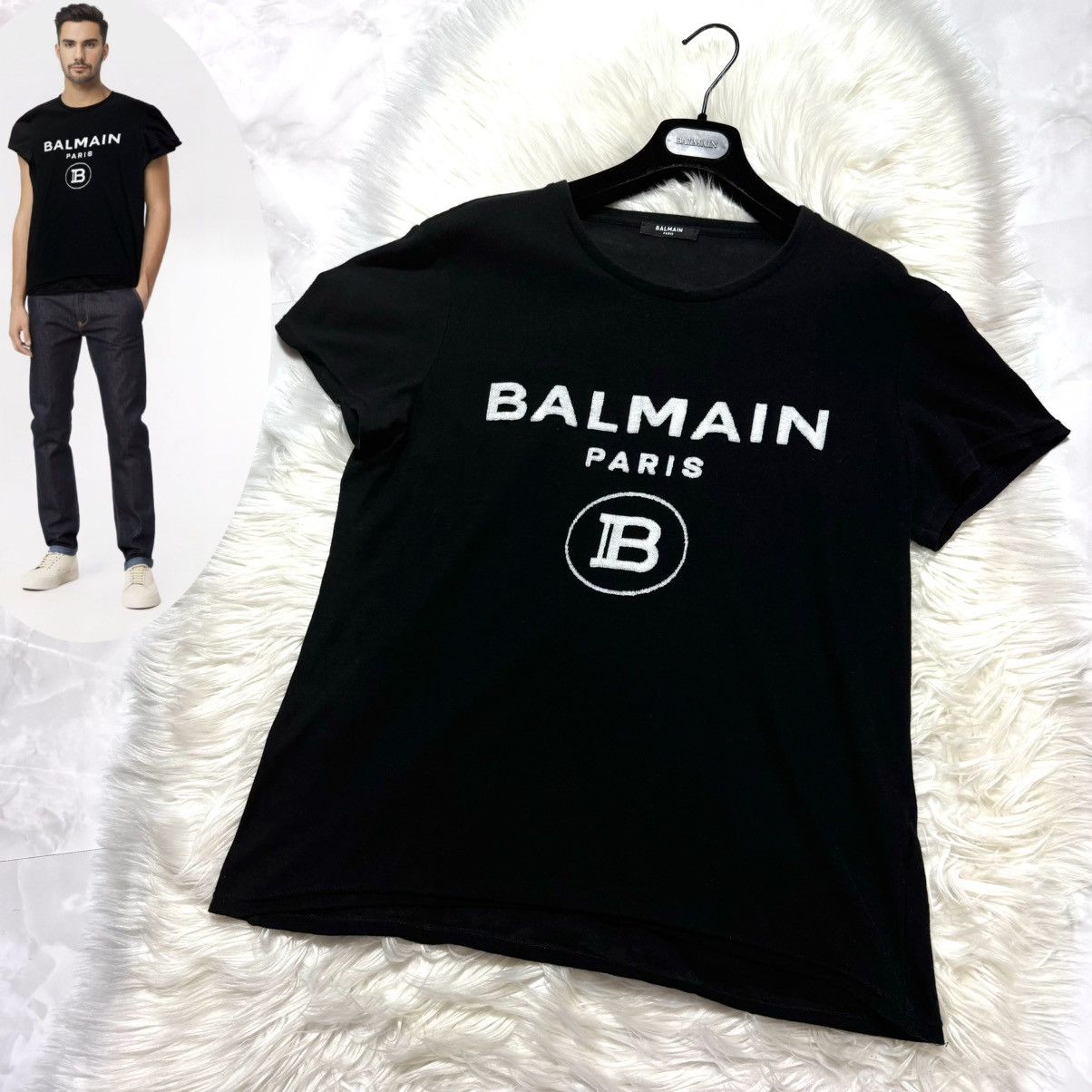 Balmain Balmain Homme B new logo pile knit T-shirt S black | Grailed