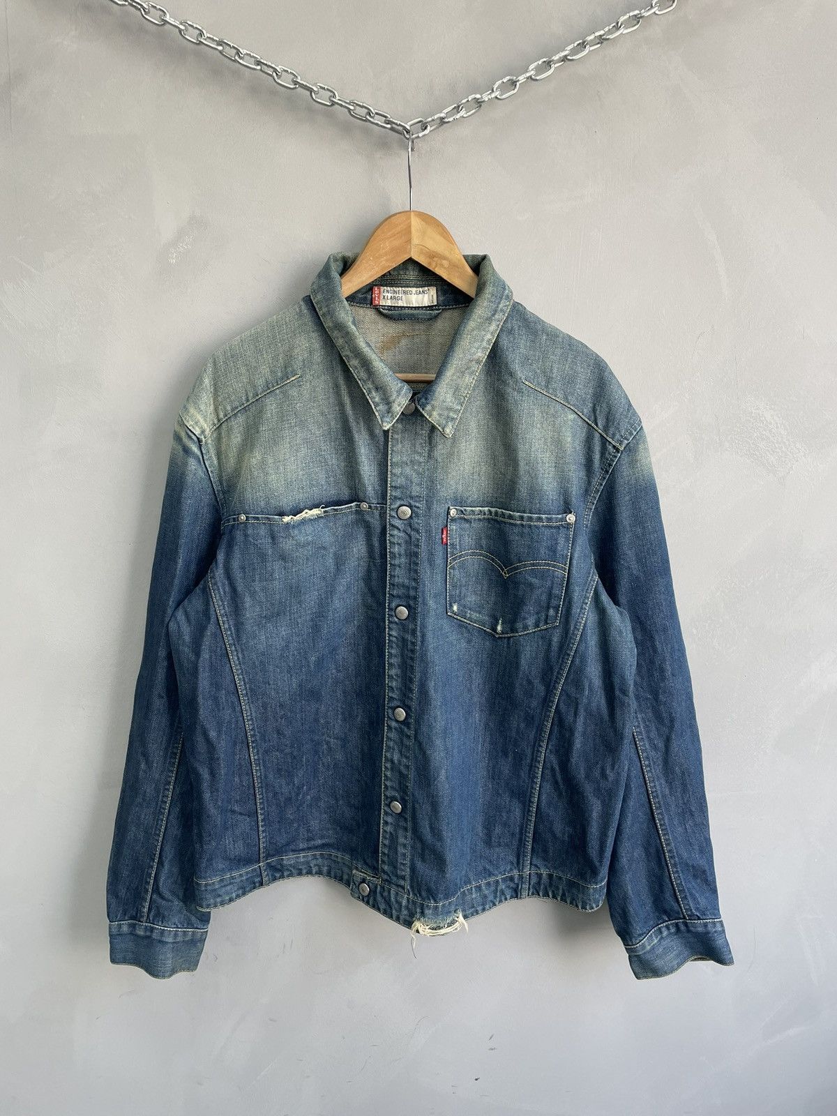 Levi's Vintage 90s Levis engineered retro faded denim jacket Size US XL / EU 56 / 4 - 2 Thumbnail